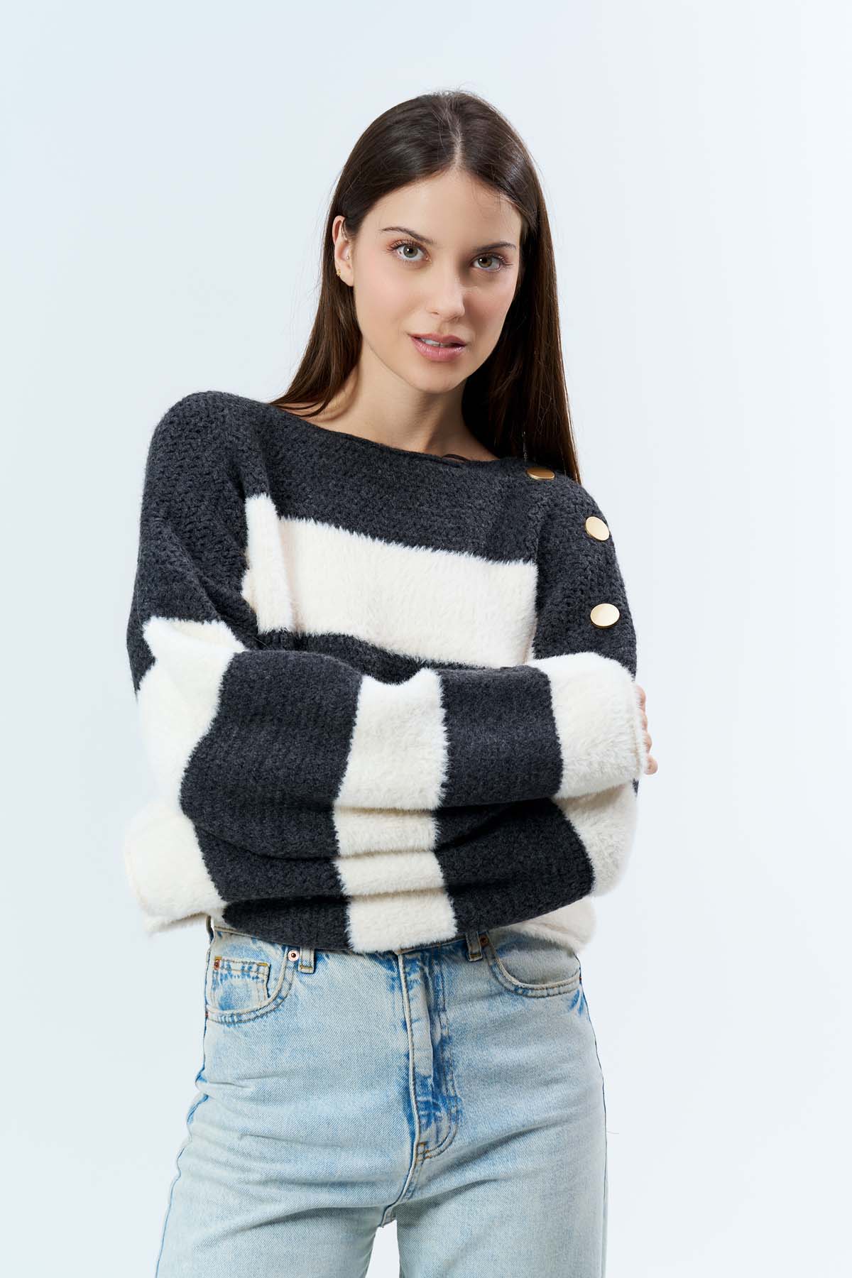 Ters Örgülü Bisiklet Yaka Kazak