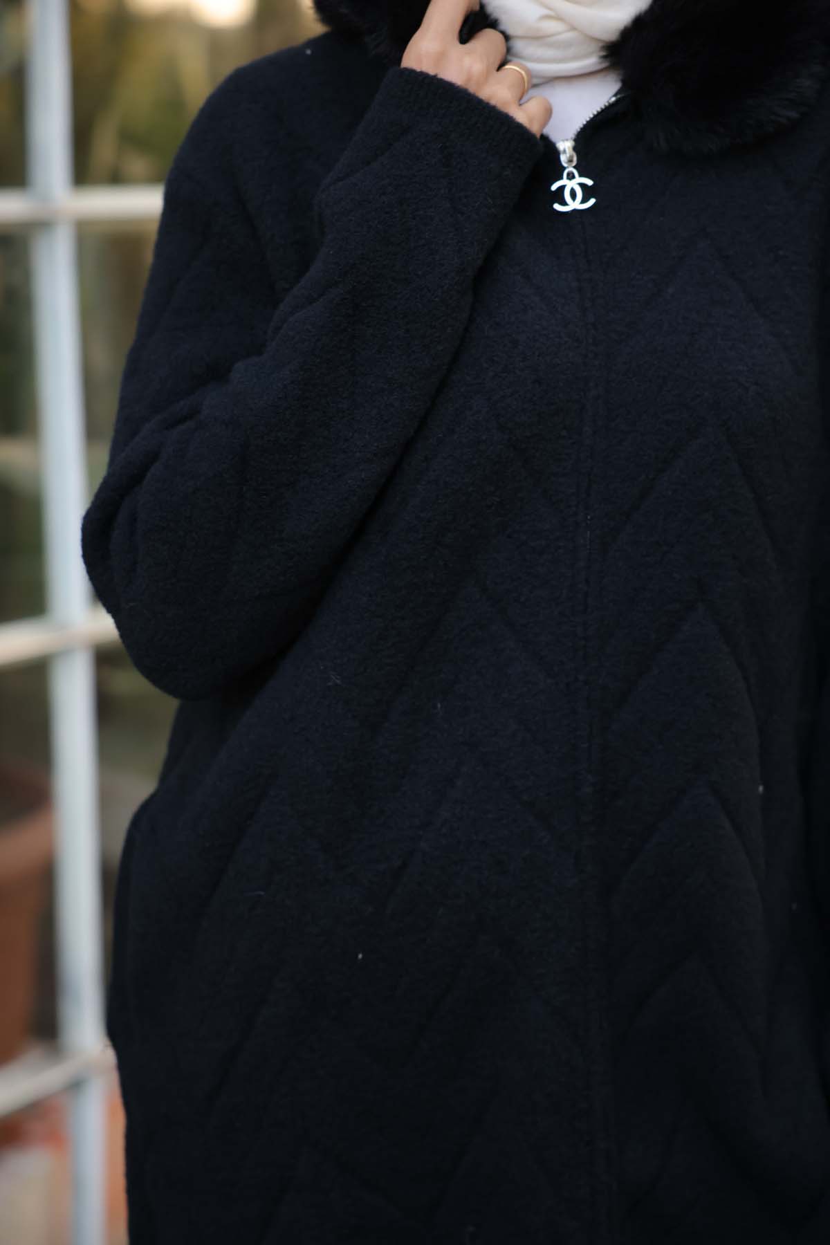 Angora Yakası Kürklü Uzun Hırka