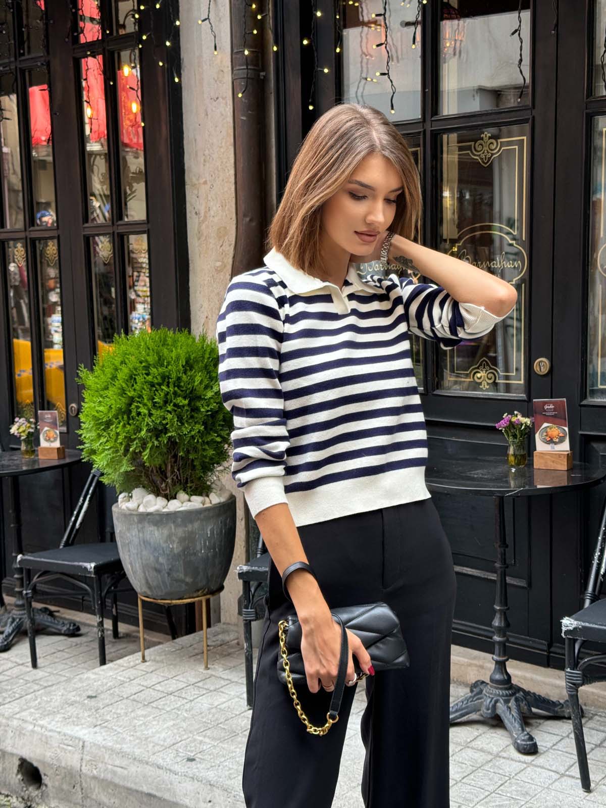 Korspan Çizgili Gömlek Yaka Badi