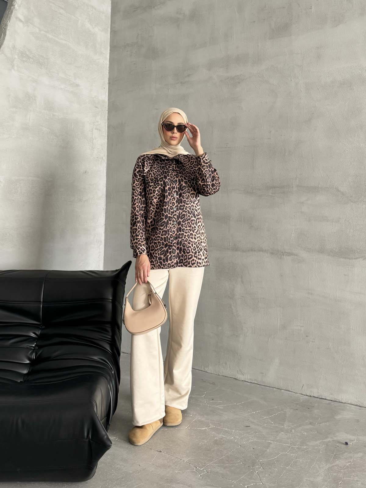 Leopar Desenli  Gömlek