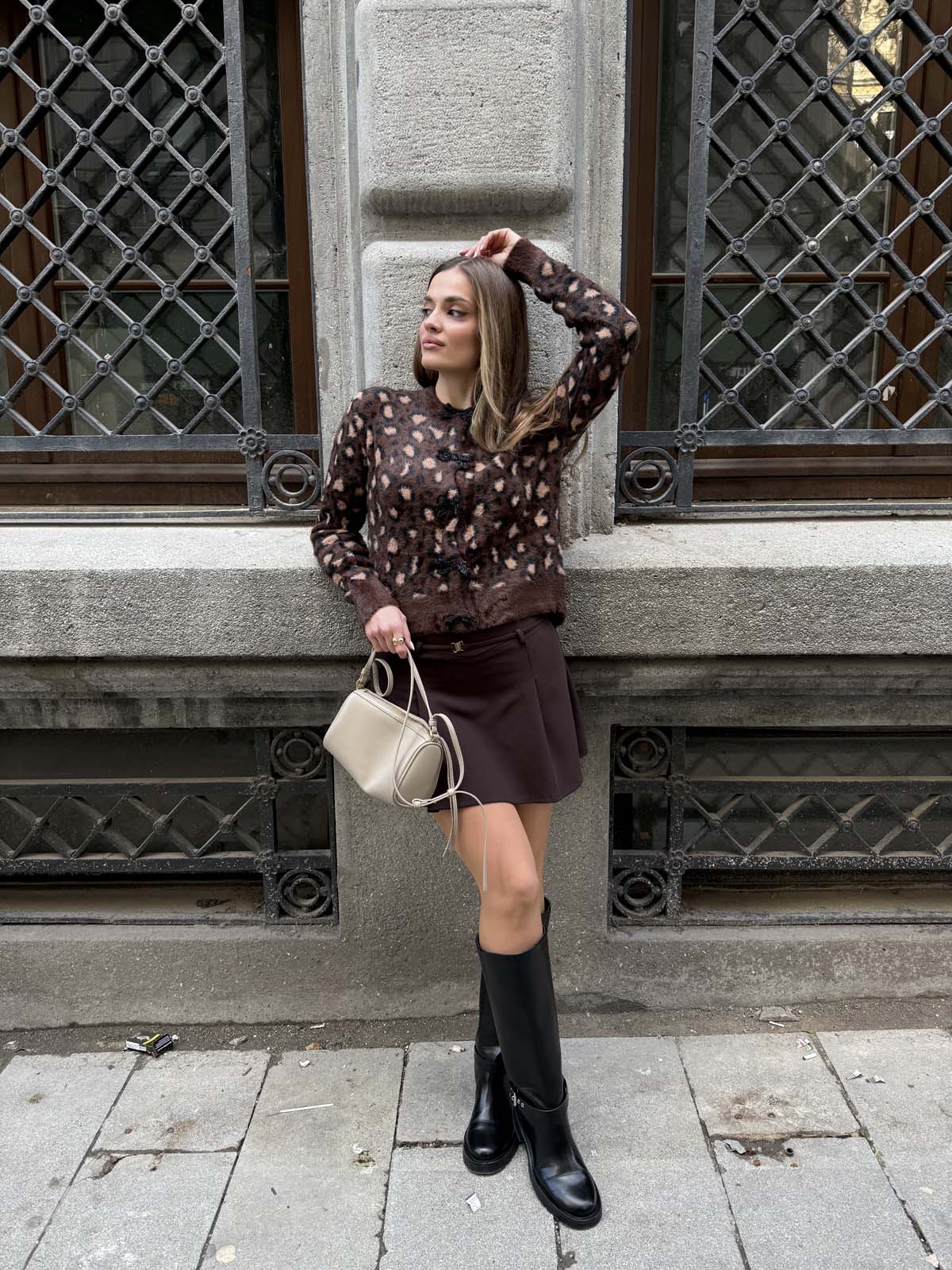 Angora Leoparlı Kısa Çıtçıtlı Ceket