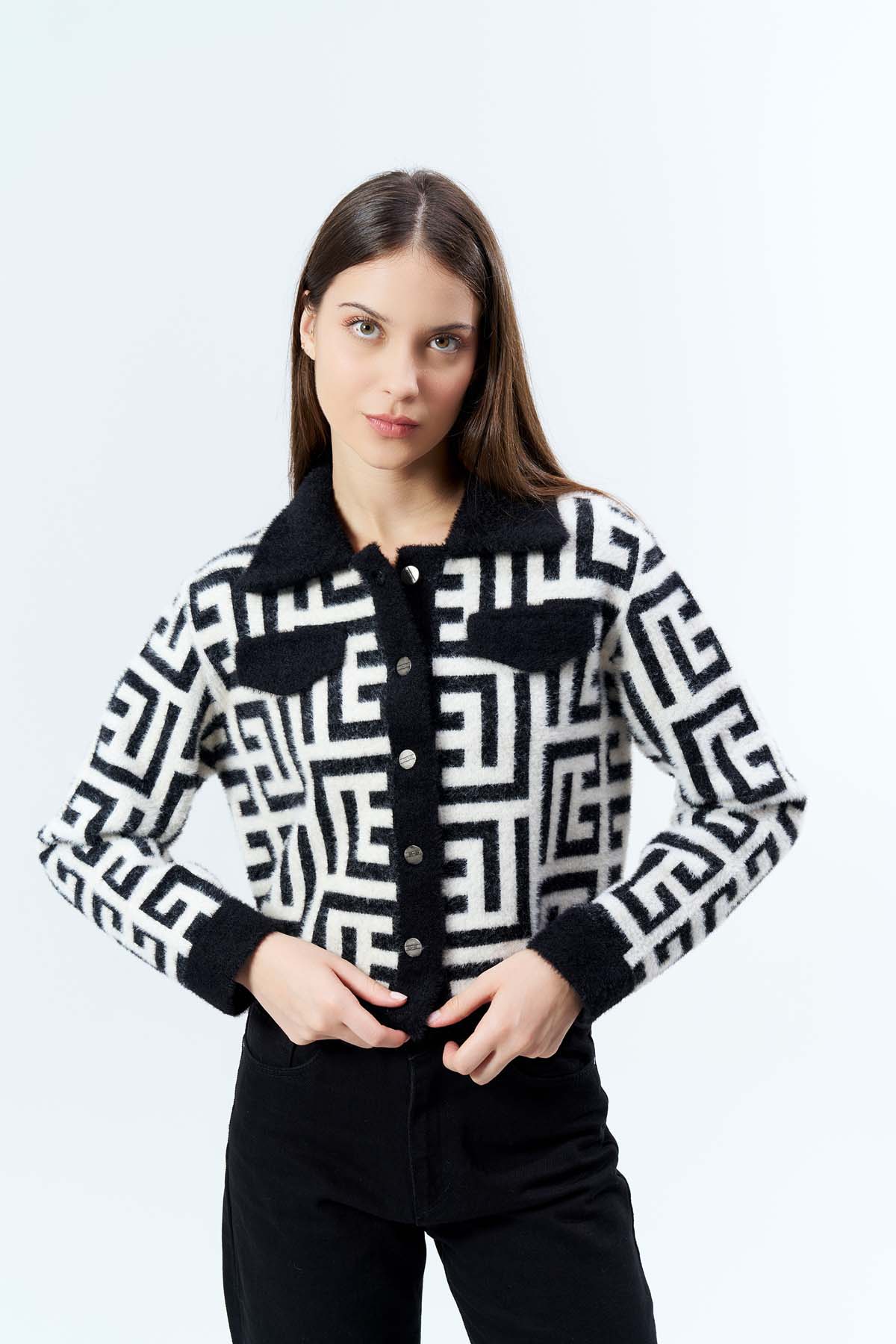 Angora Geometrik Desenli Mont