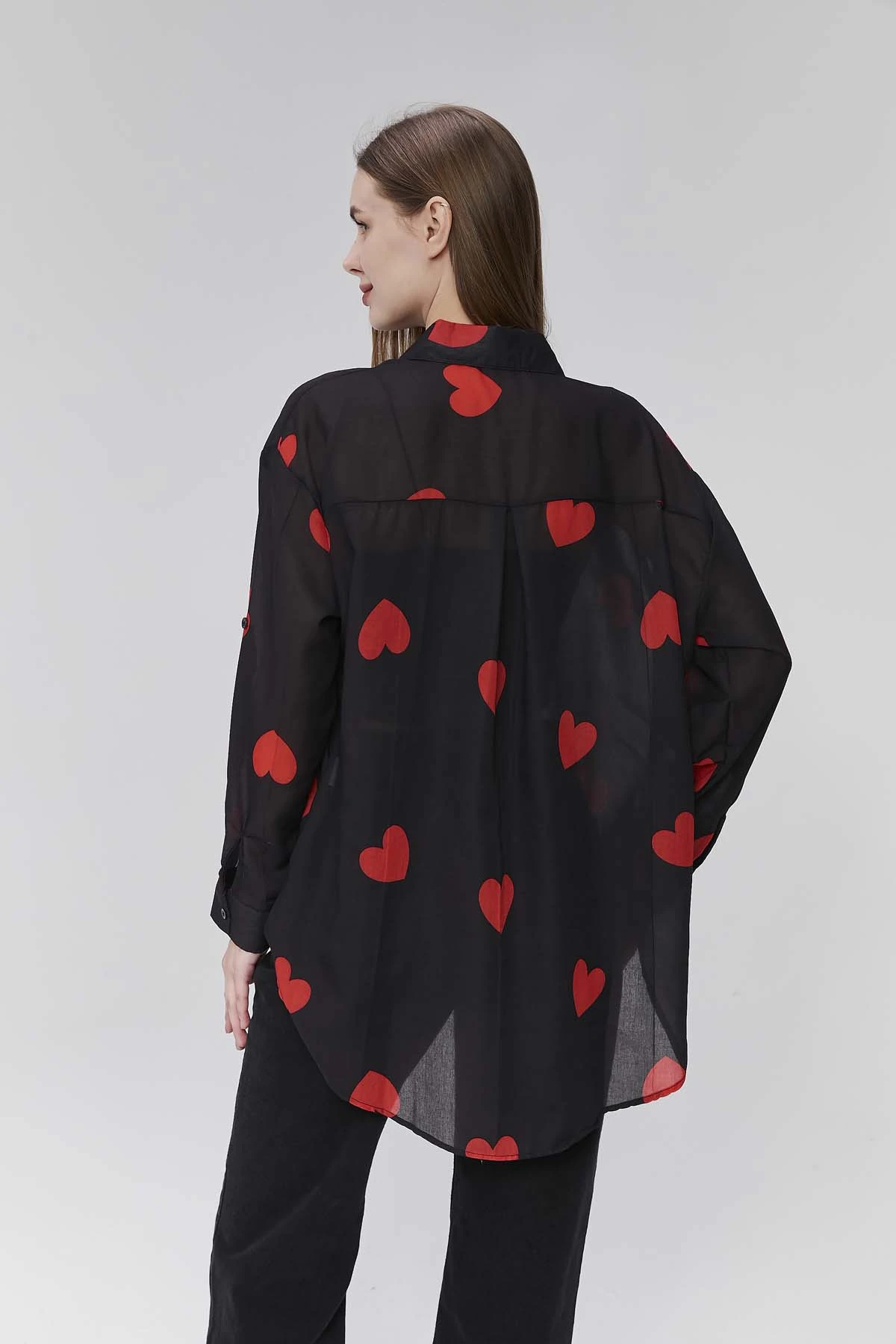 Karışık  Kalp Desenli Gömlek