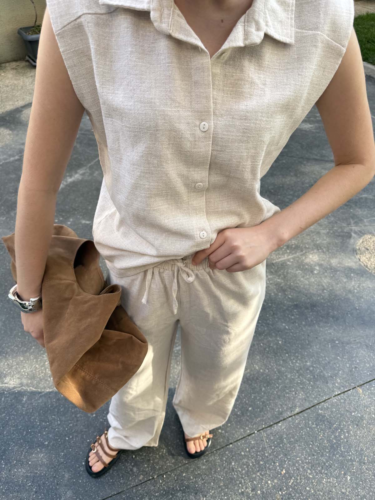 DÜZ KETEN GÖMLEK YAKA YELEK