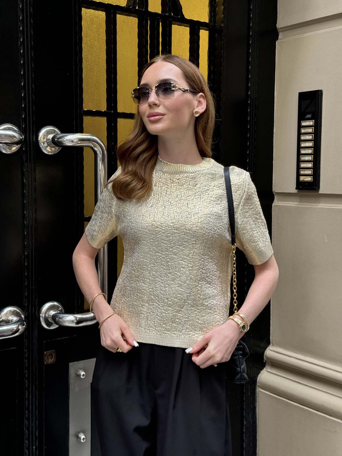 Polyelit Varak Baskılı Kısa Kollu Kazak