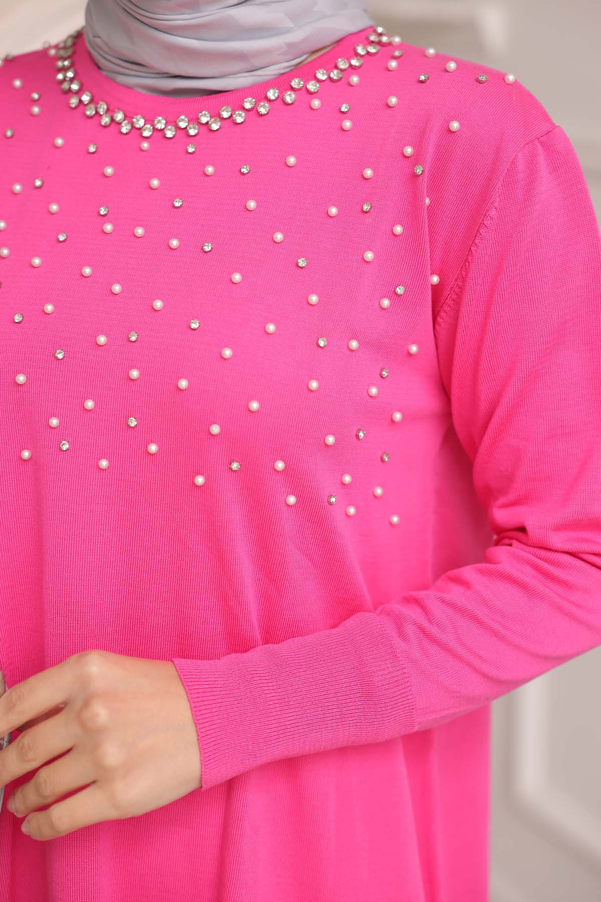 Merserize İncili Taşlı Tunik