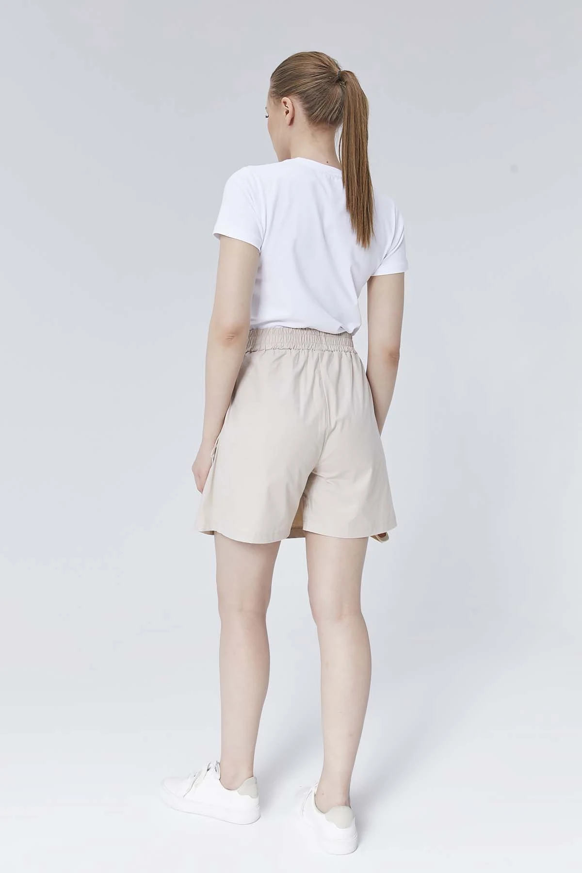 Beli Lastikli Cepli Poplin Kısa Etek