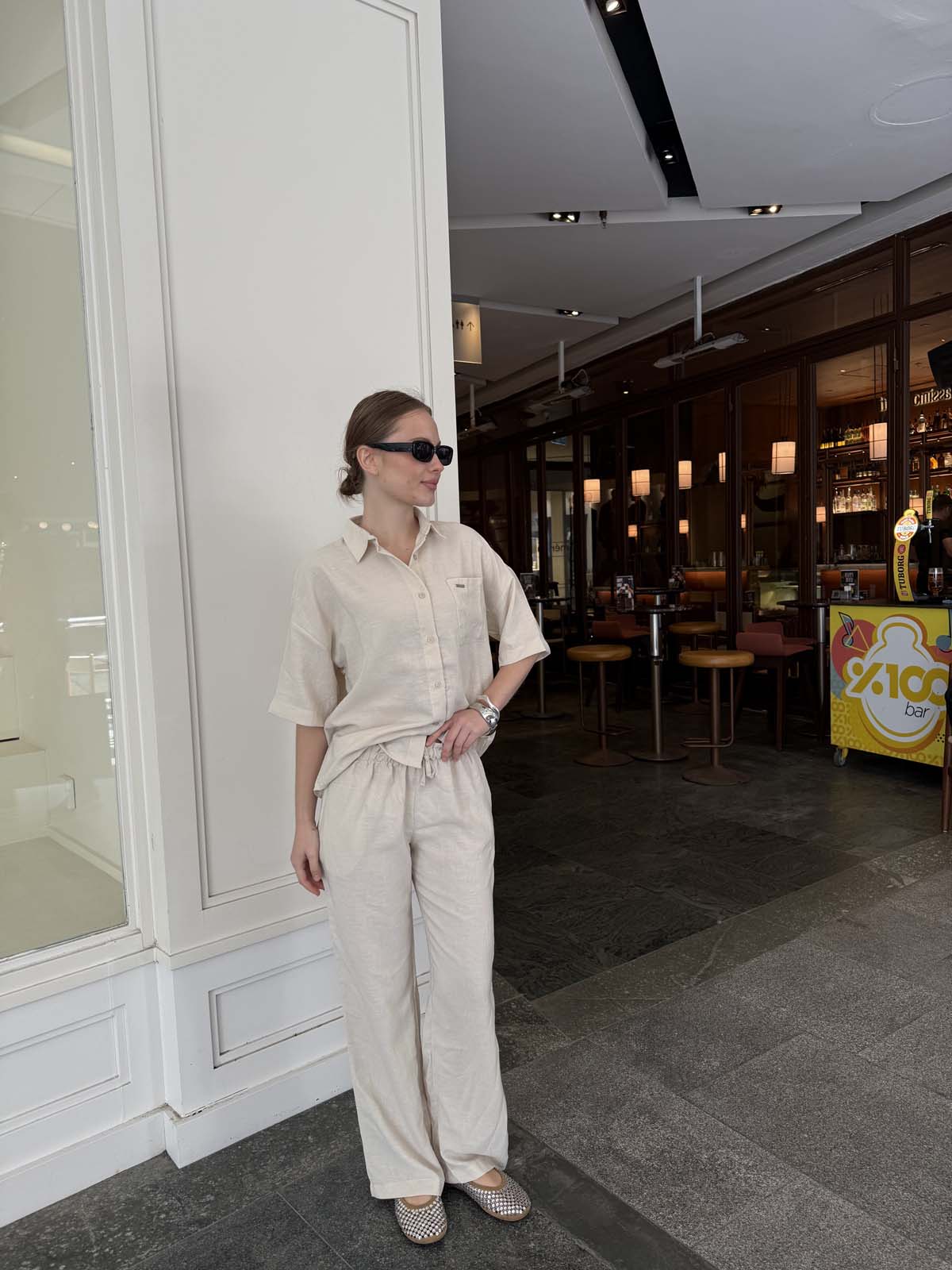 Keten Kısa Kollu Gömlek