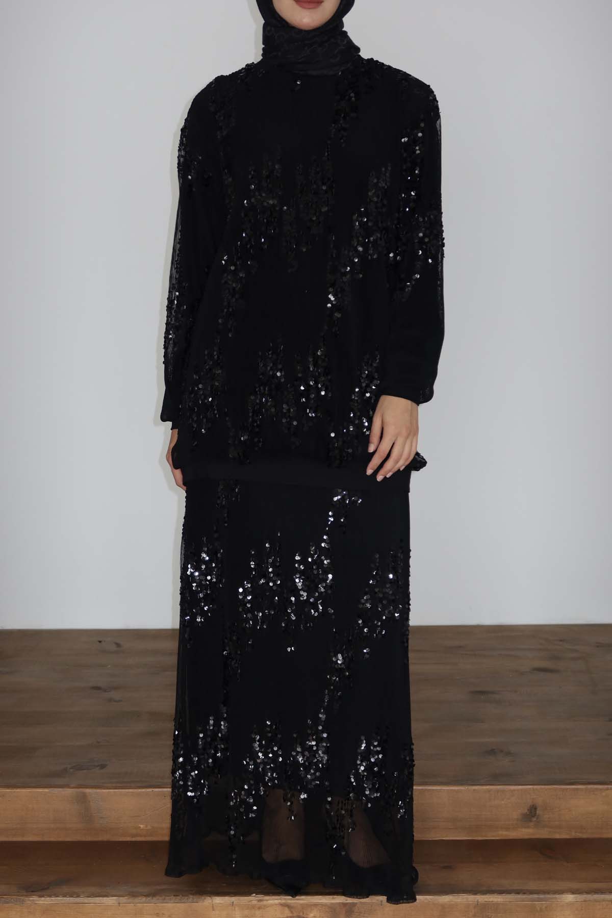 Pullu Tüllü  Uzun Tunik