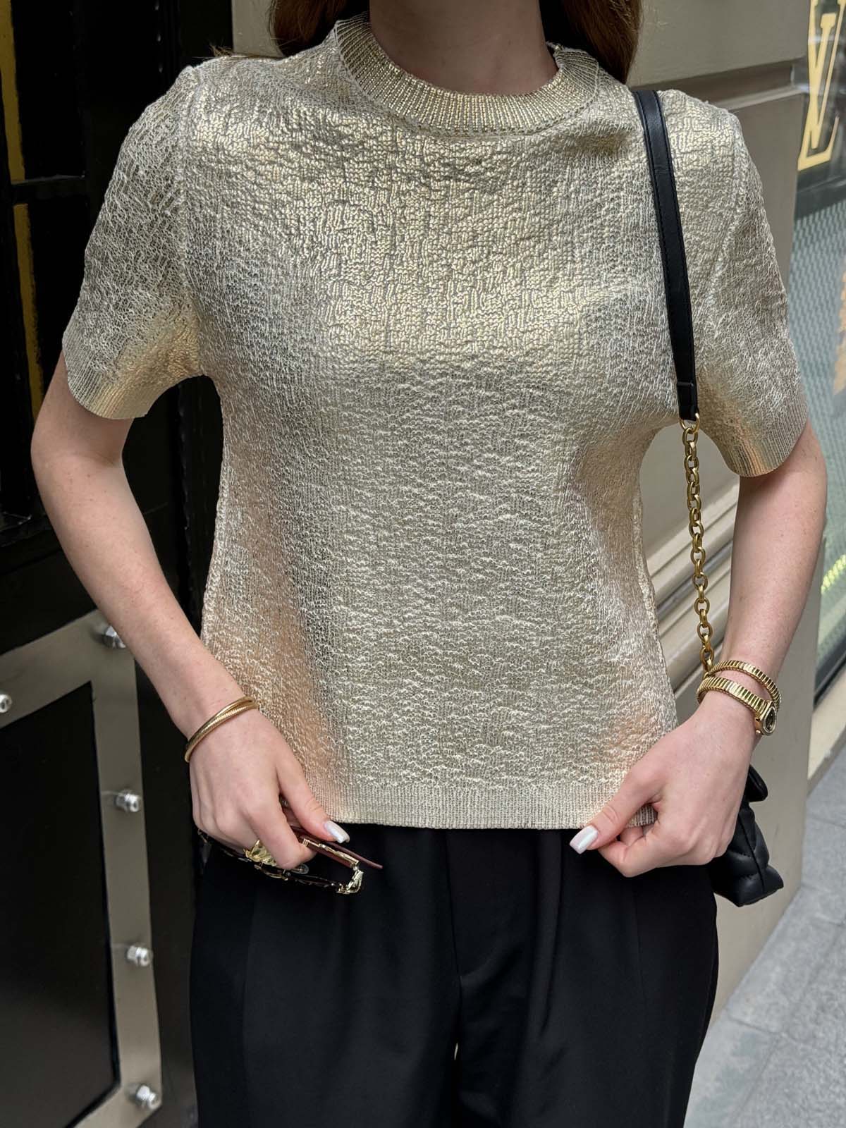 Polyelit Varak Baskılı Kısa Kollu Kazak