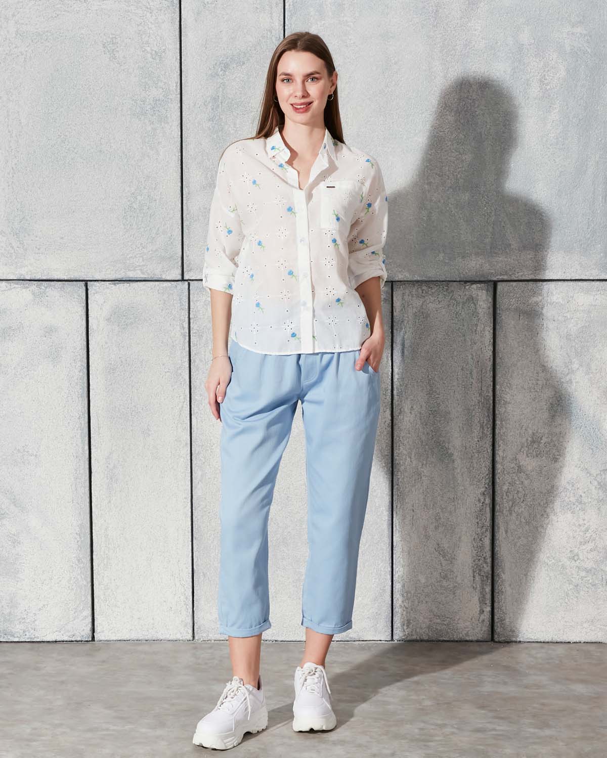 Çiçekli Pamuk Gömlek