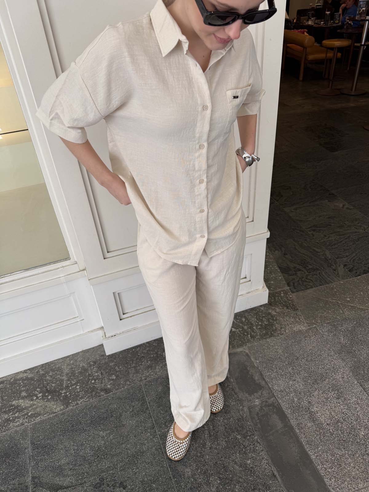 Keten Kısa Kollu Gömlek