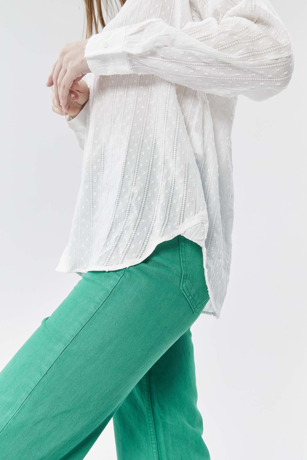 Büyük Puantiyeli Brode Gömlek