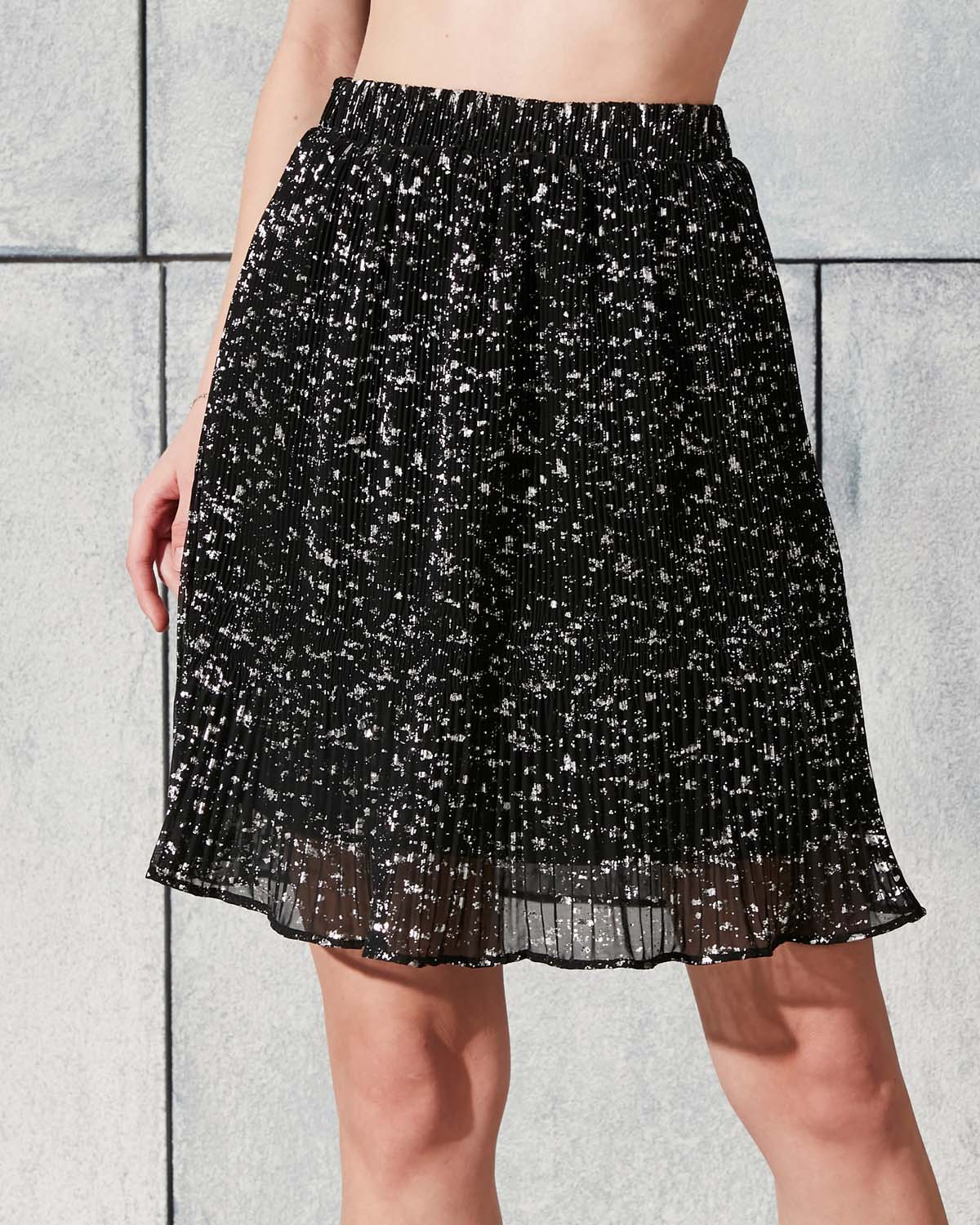 Fırça Desenli Kısa Pileli Etek