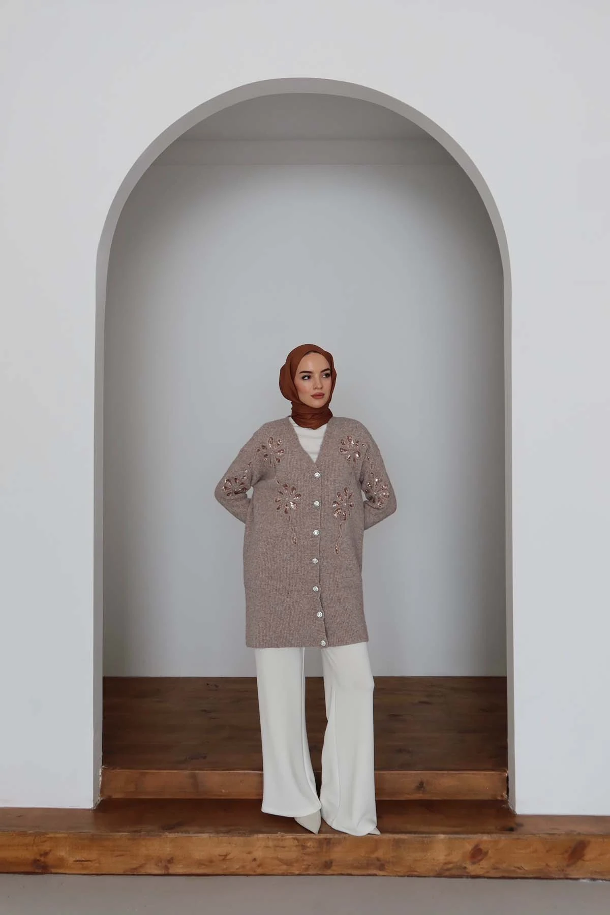 Oslo Pul Nakışlı Uzun Ceket