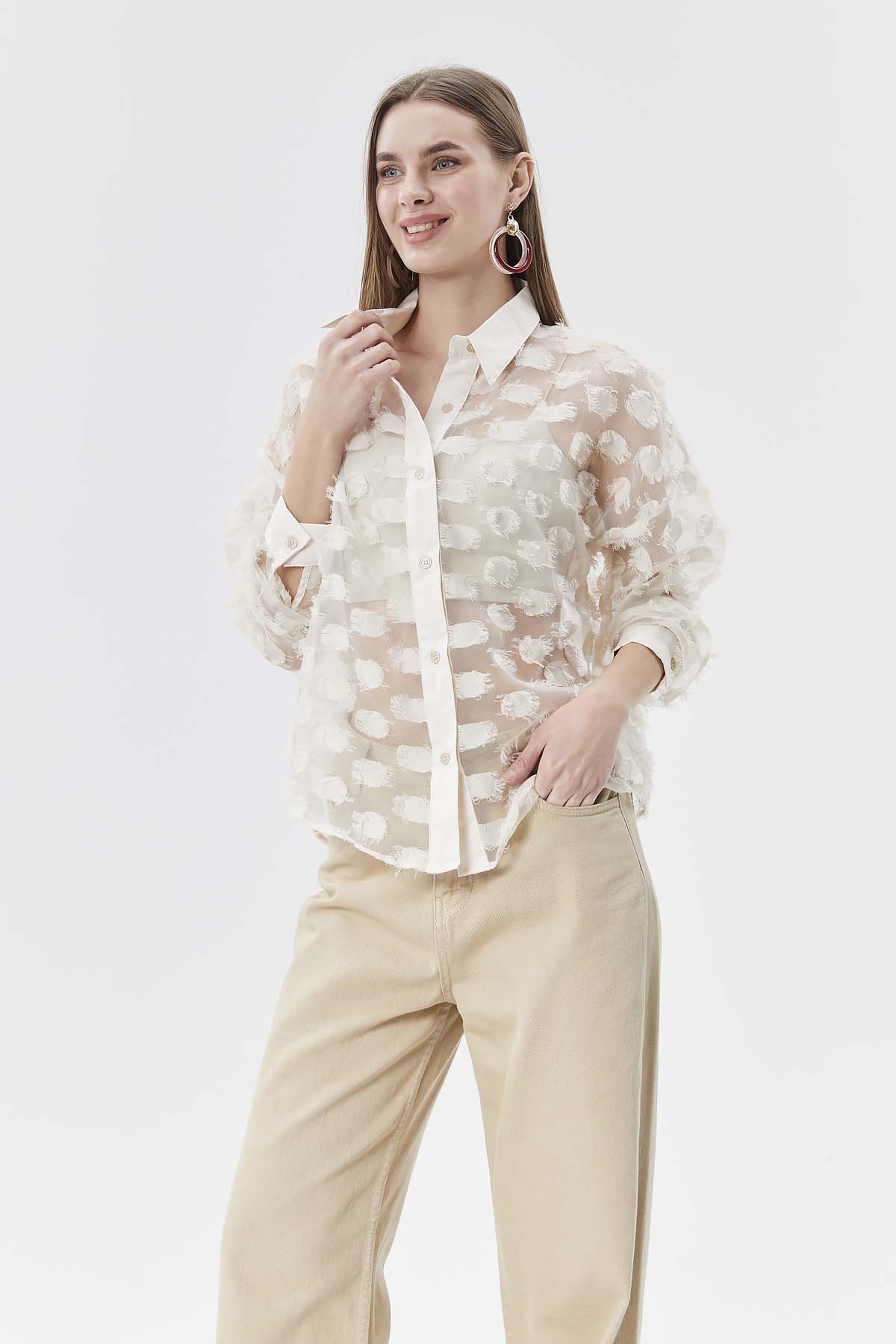 Kesmeli Organze Gömlek