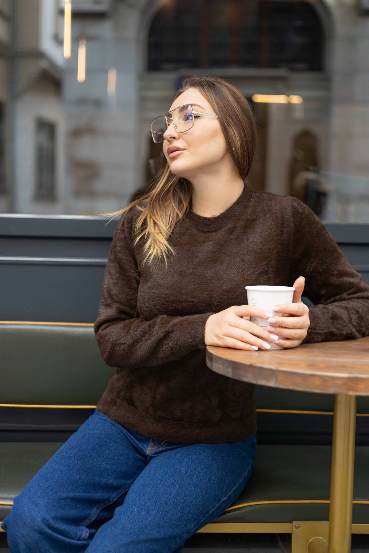 Angora Simit Yaka Kısa Kazak