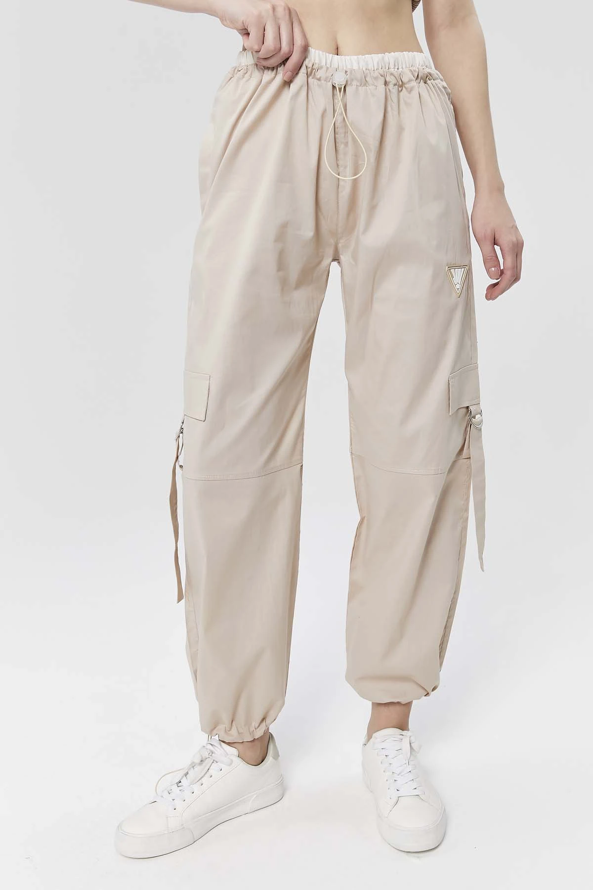 Beli Bağcıklı Lastikli Cepli Poplin Pantolon