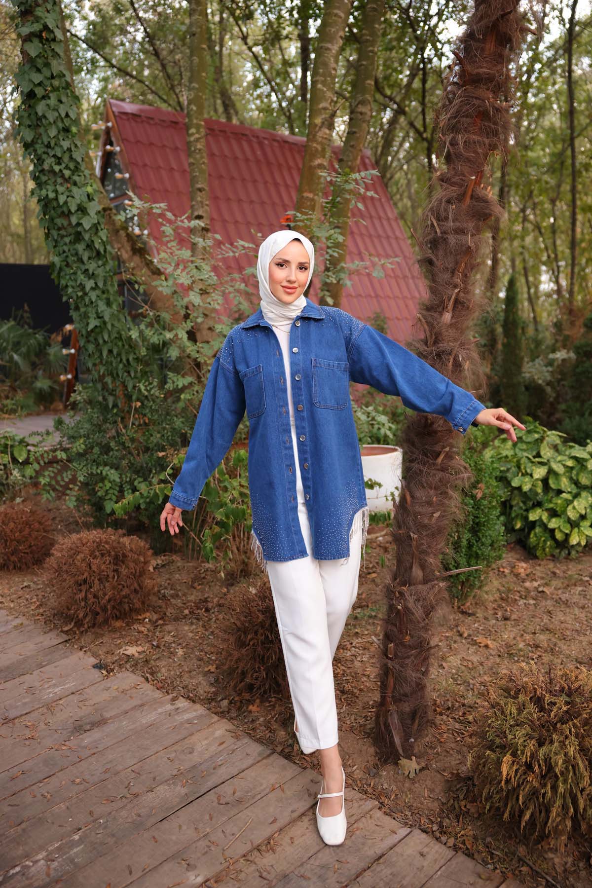 Kot Göğüs Cepli Etek Toru Püsküllü Hırka