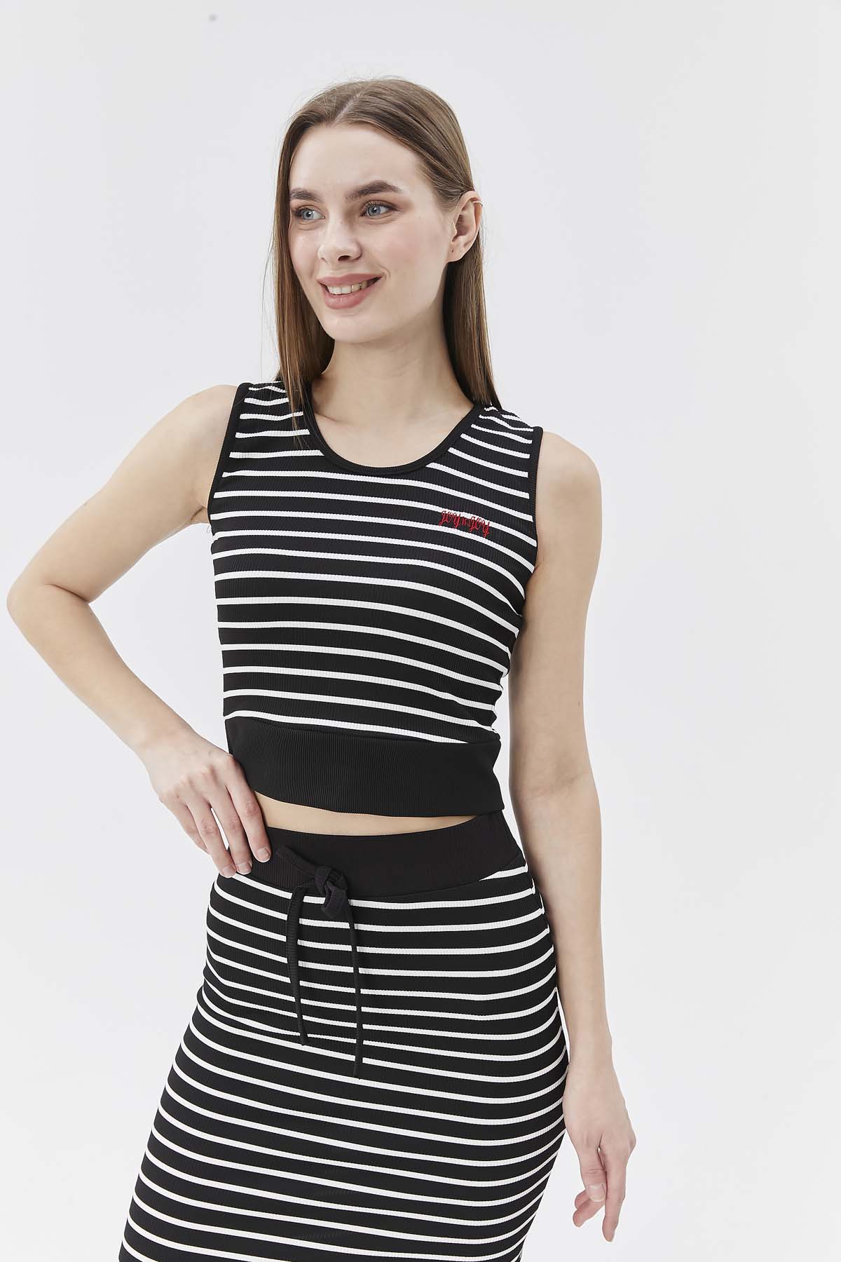 Çizgili  Örme Etek