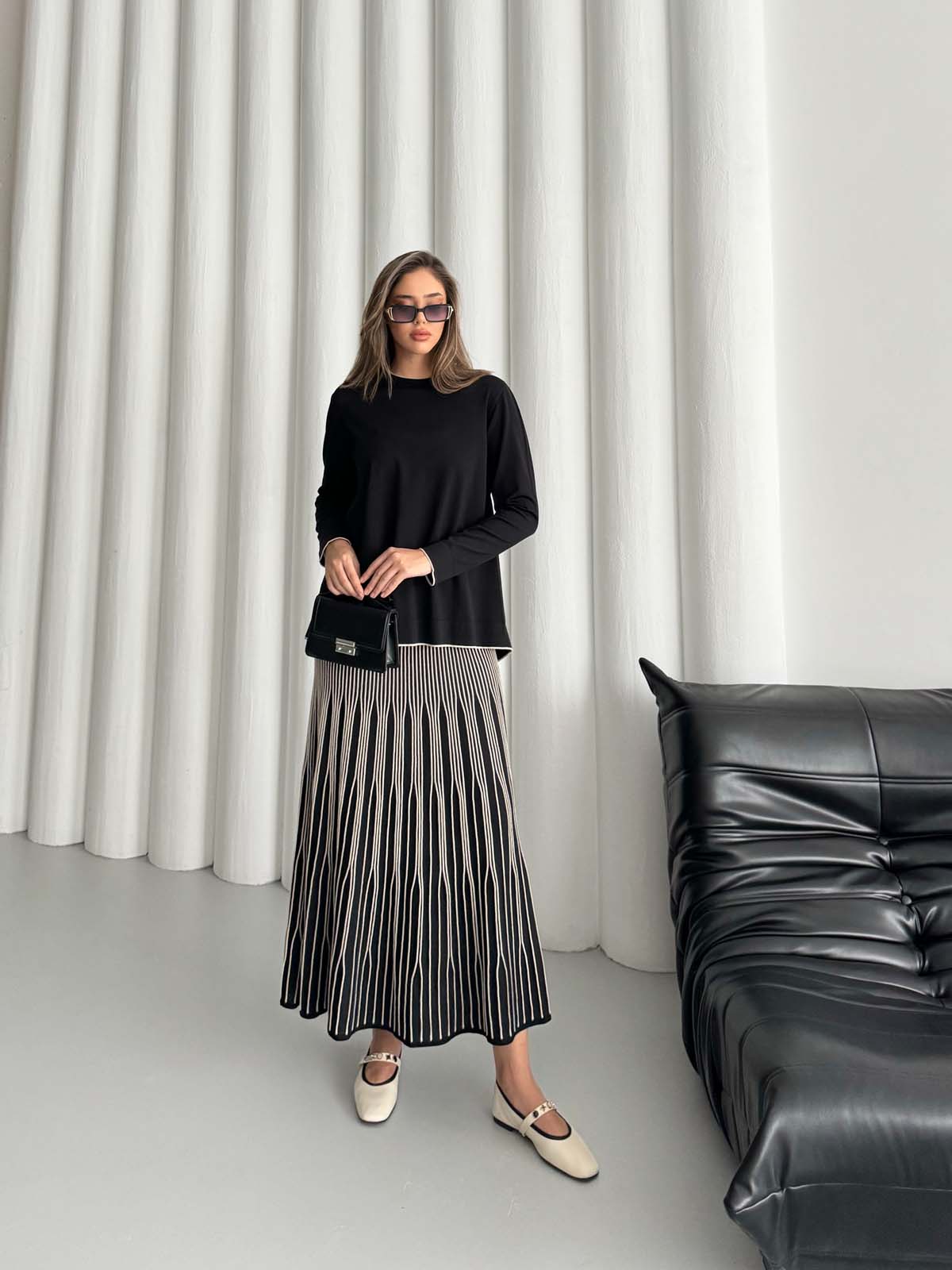 Rayon Bisiklet Yaka Tunik&Etekli Takım