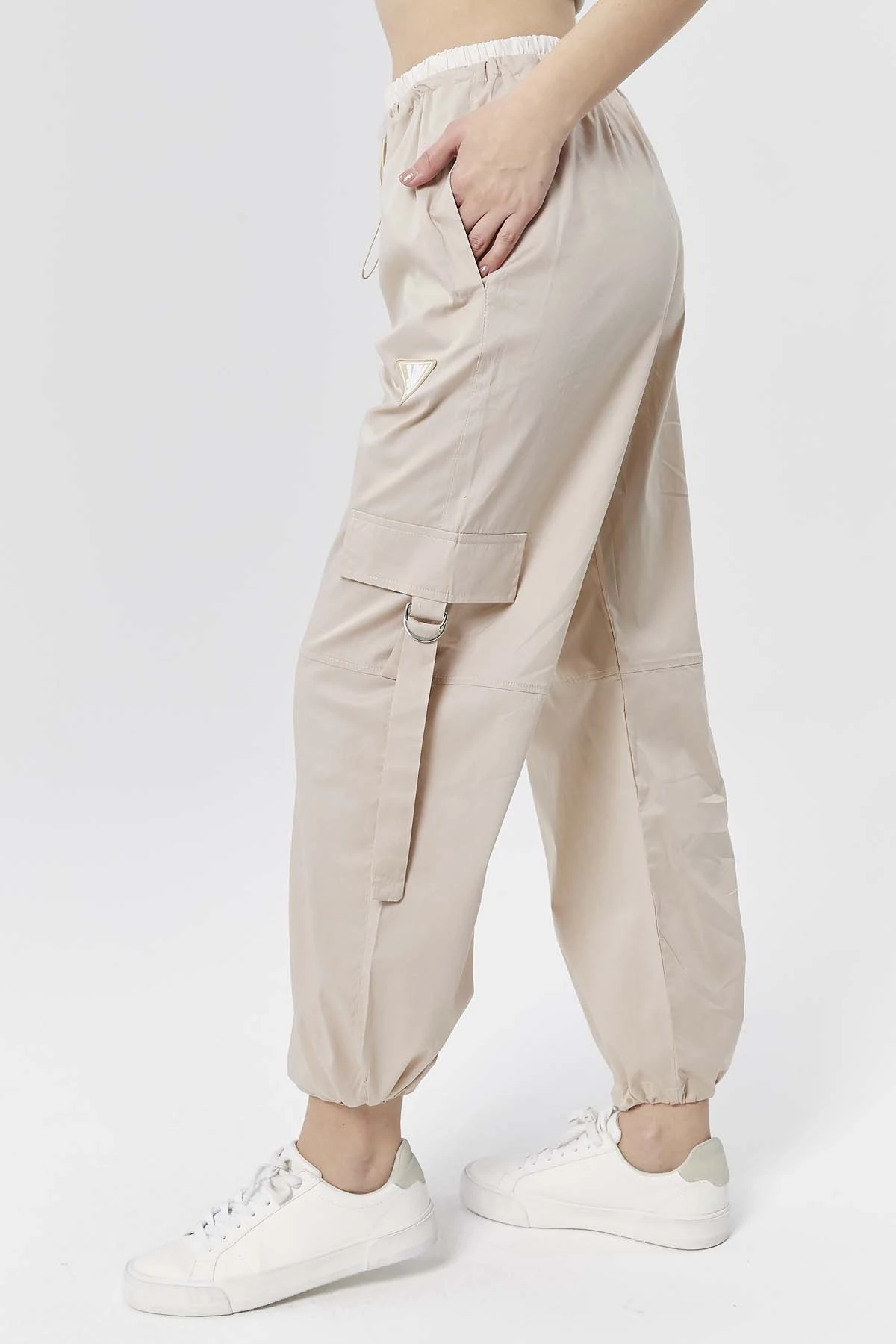 Beli Bağcıklı Lastikli Cepli Poplin Pantolon