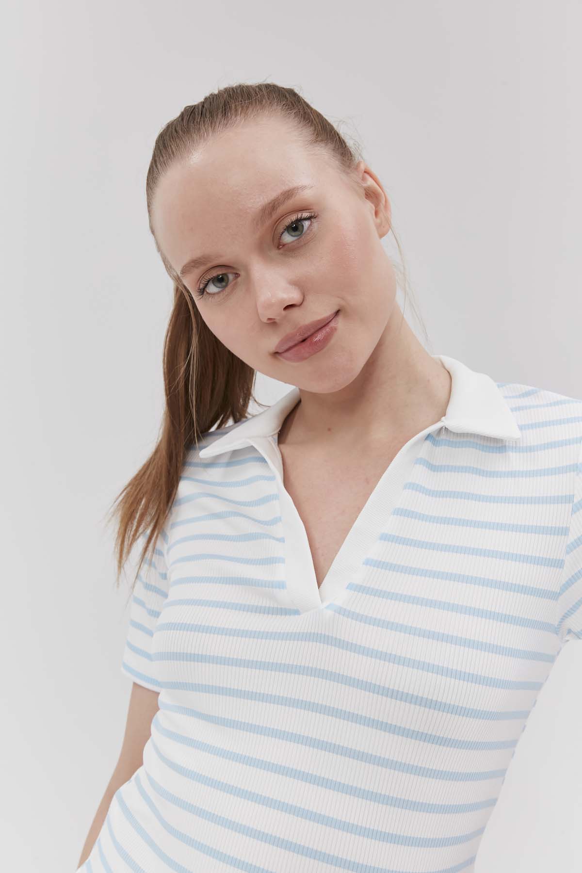 Polo Yaka Çizgili  T-Shırt