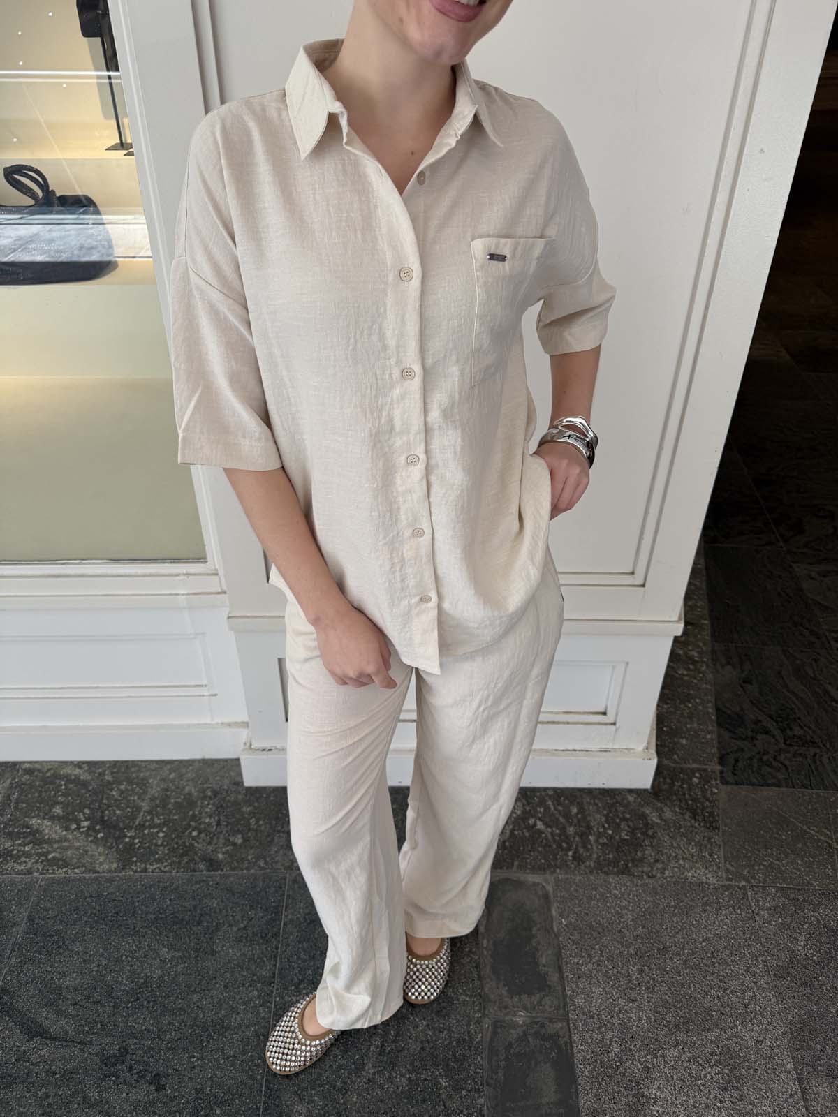 Keten Kısa Kollu Gömlek