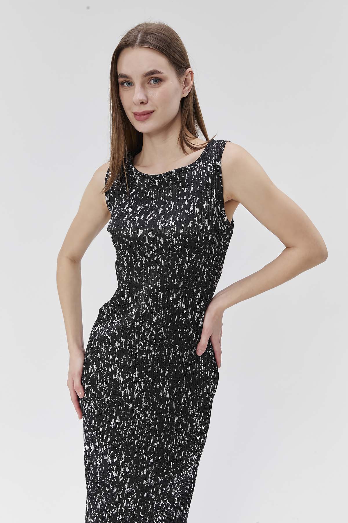 Fırça Varalık Uzun Elbise