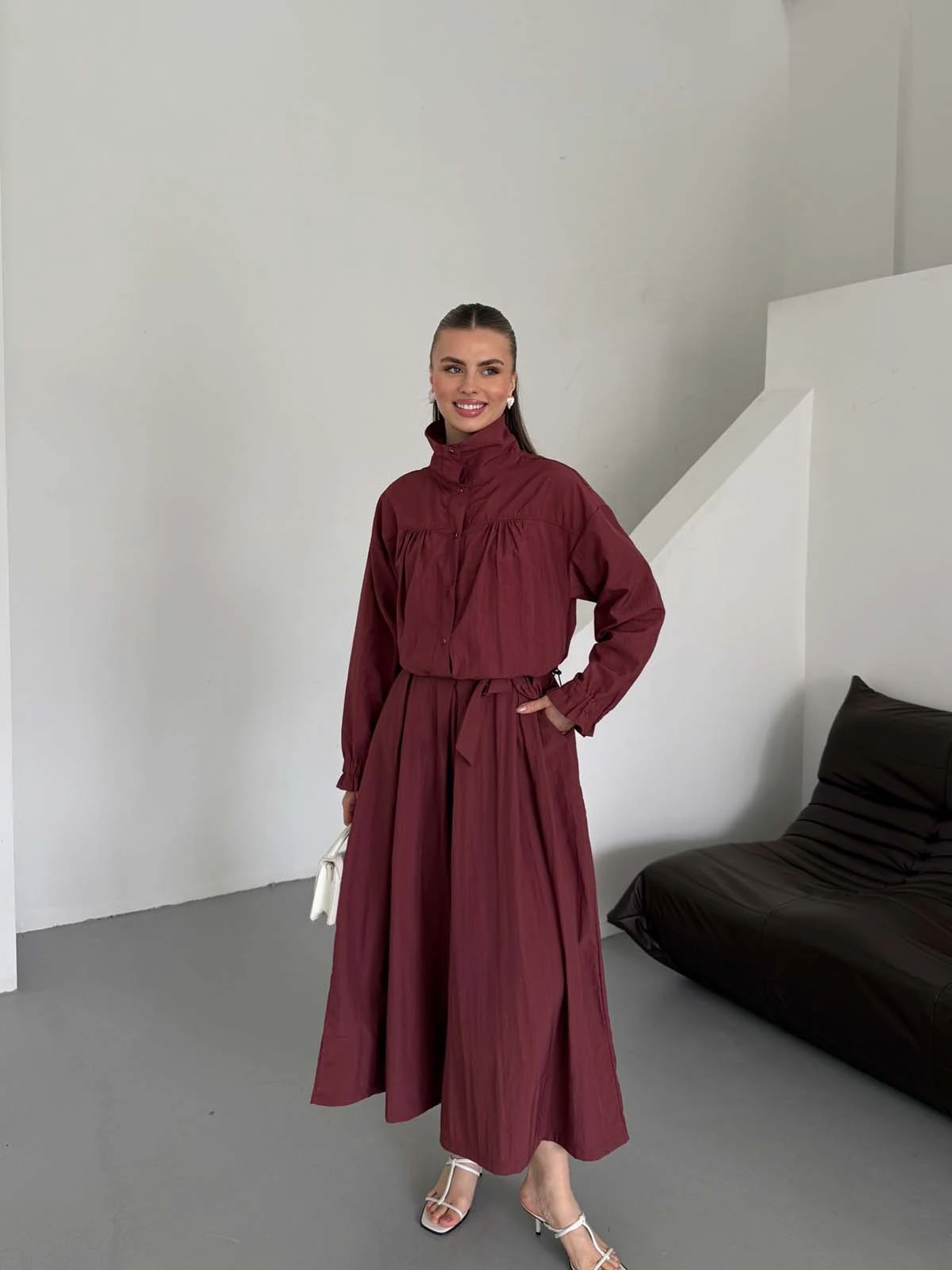 Çıtçıtlı  Büzgülü Kısa Mont