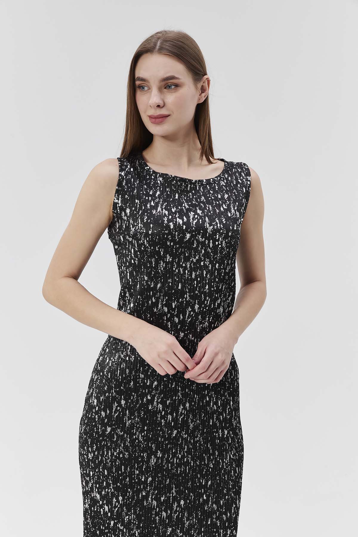 Fırça Varalık Uzun Elbise