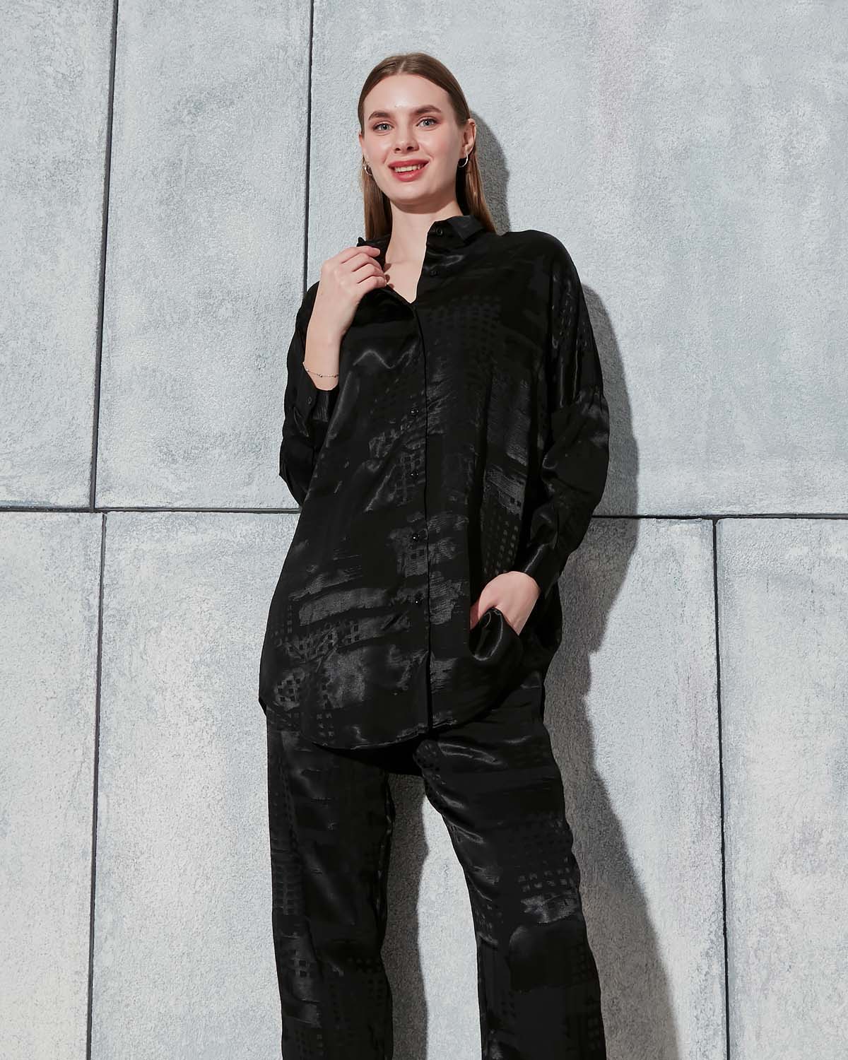 Siyah Jakar Saten Takım