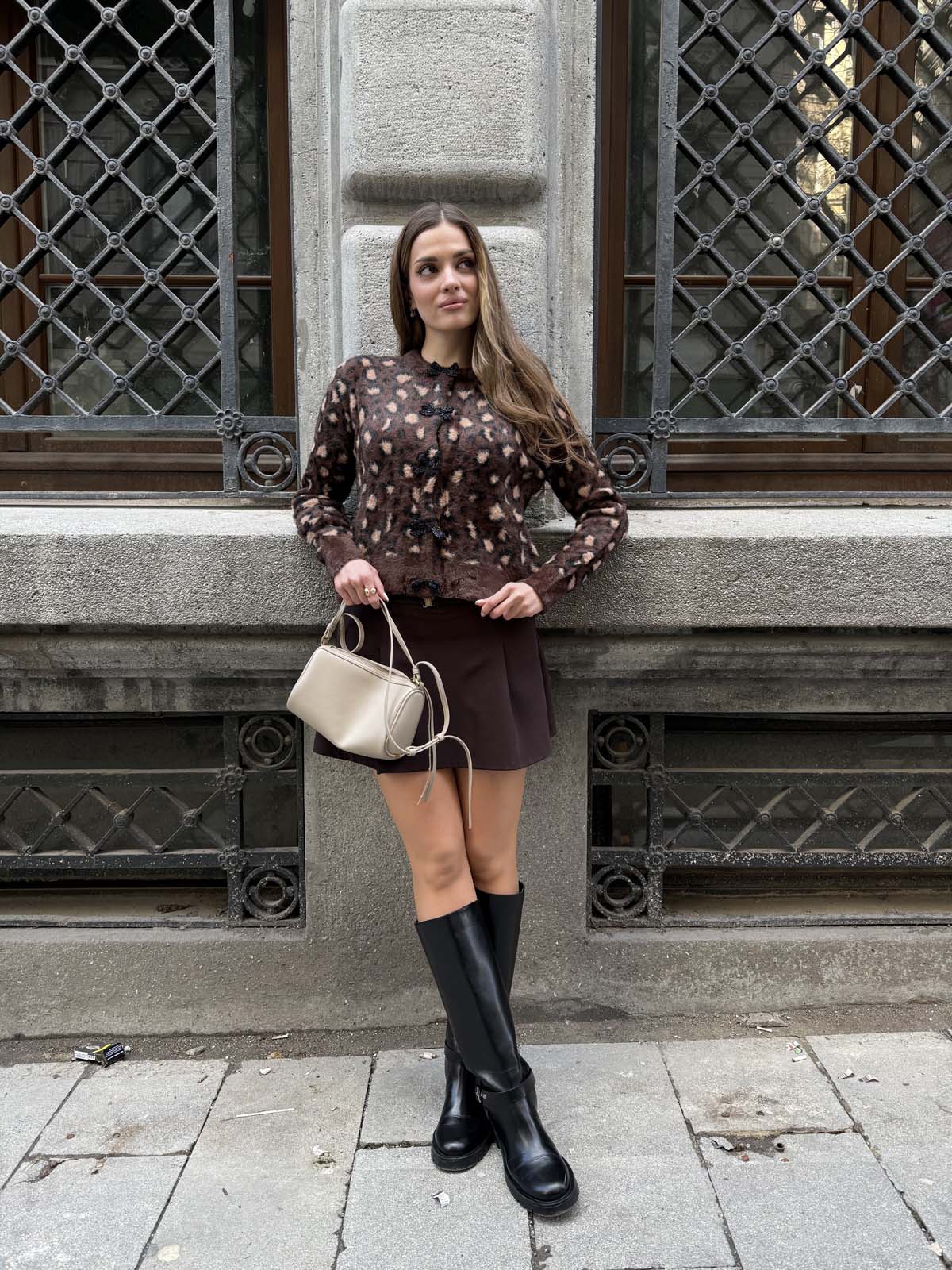 Angora Leoparlı Kısa Çıtçıtlı Ceket