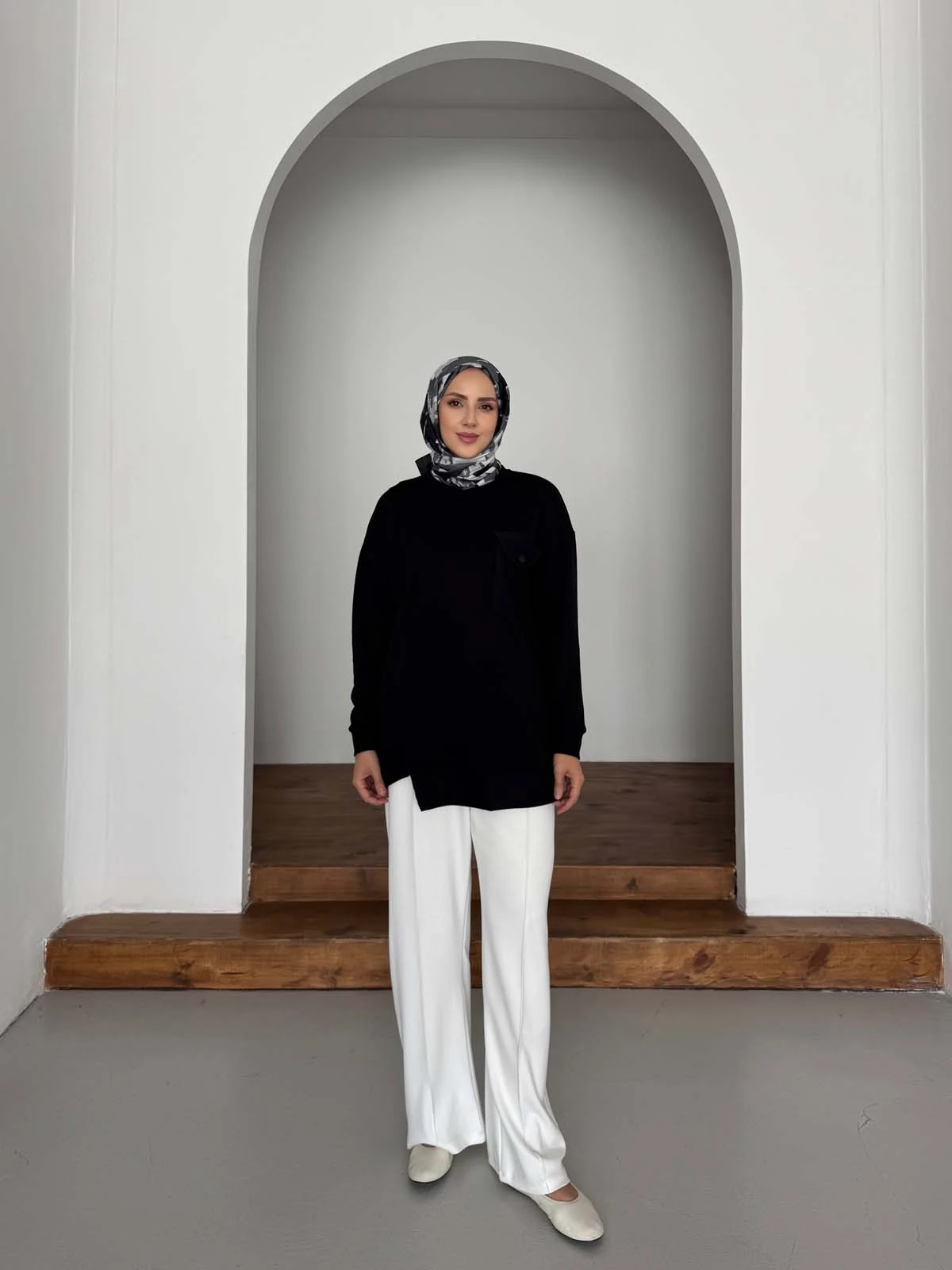 Kapitone Cepli Minimal Kadın Sweatshirt