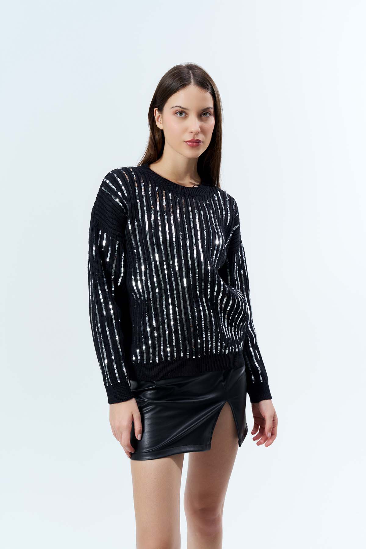 Pullu Bisiklet Yaka Kısa Kazak