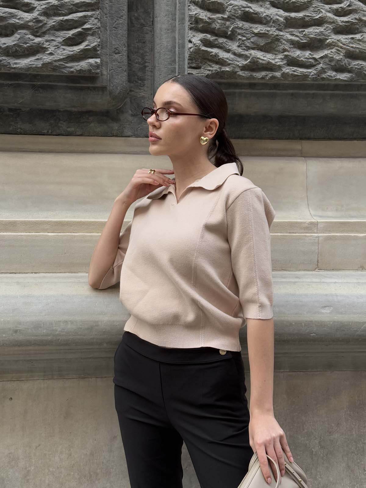 Kısa Kollu Gömlek Yaka Kazak