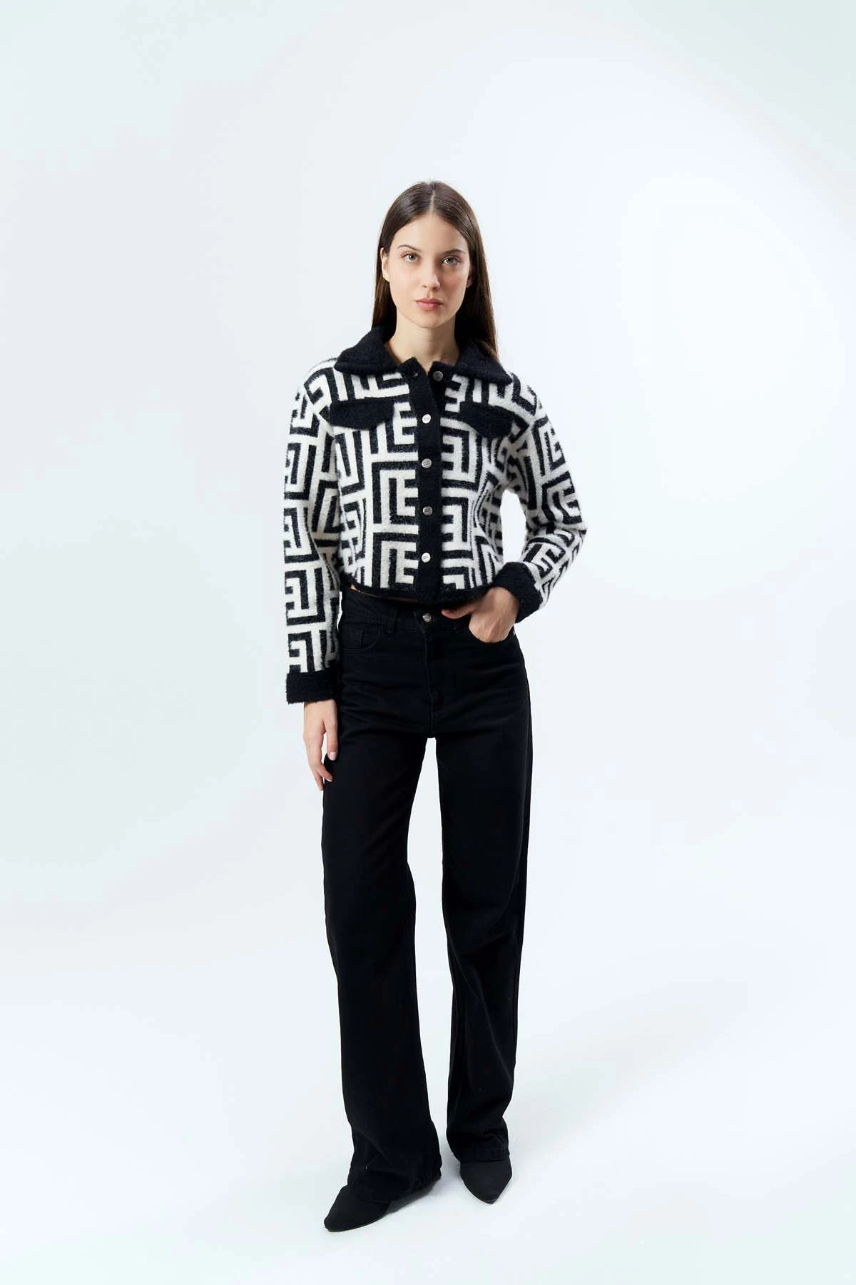 Angora Geometrik Desenli Mont