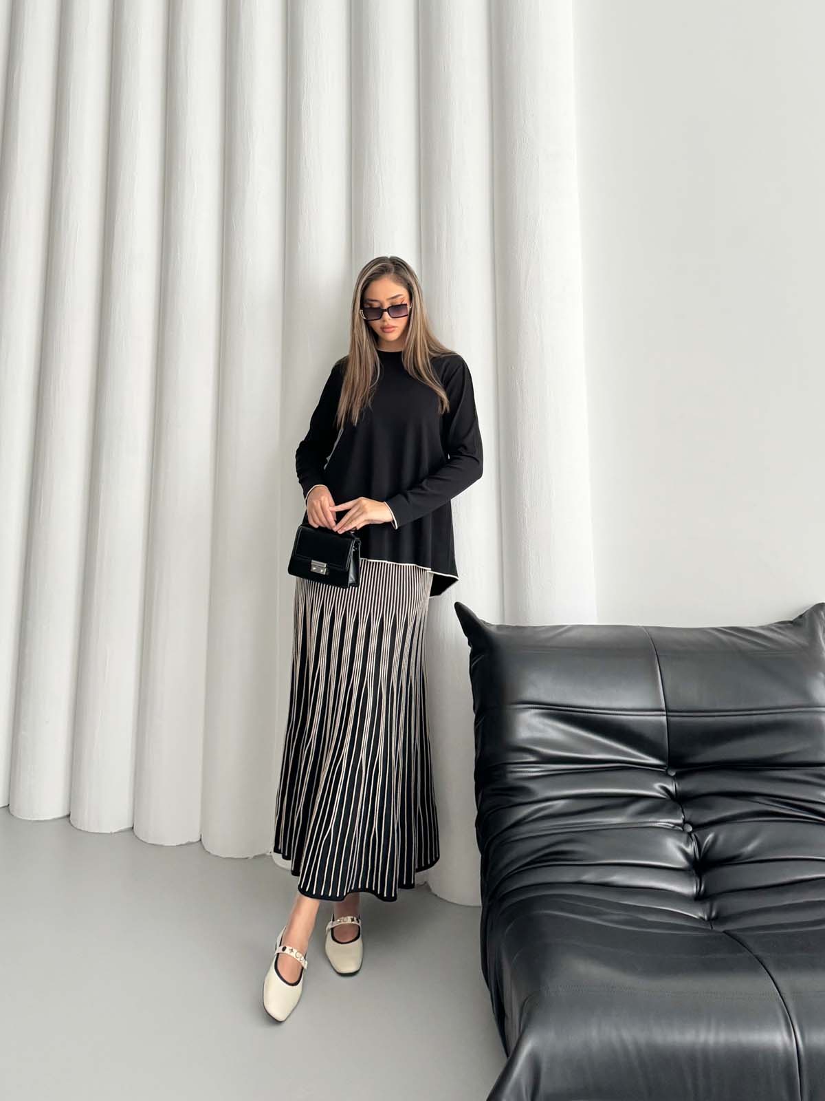 Rayon Bisiklet Yaka Tunik&Etekli Takım