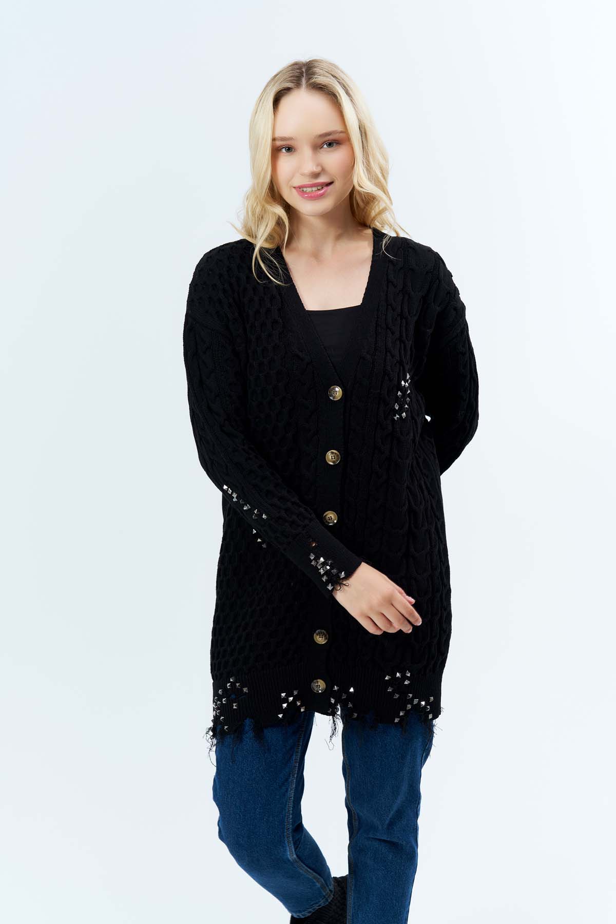 Yırtıklı Pramit Droplu Ceket