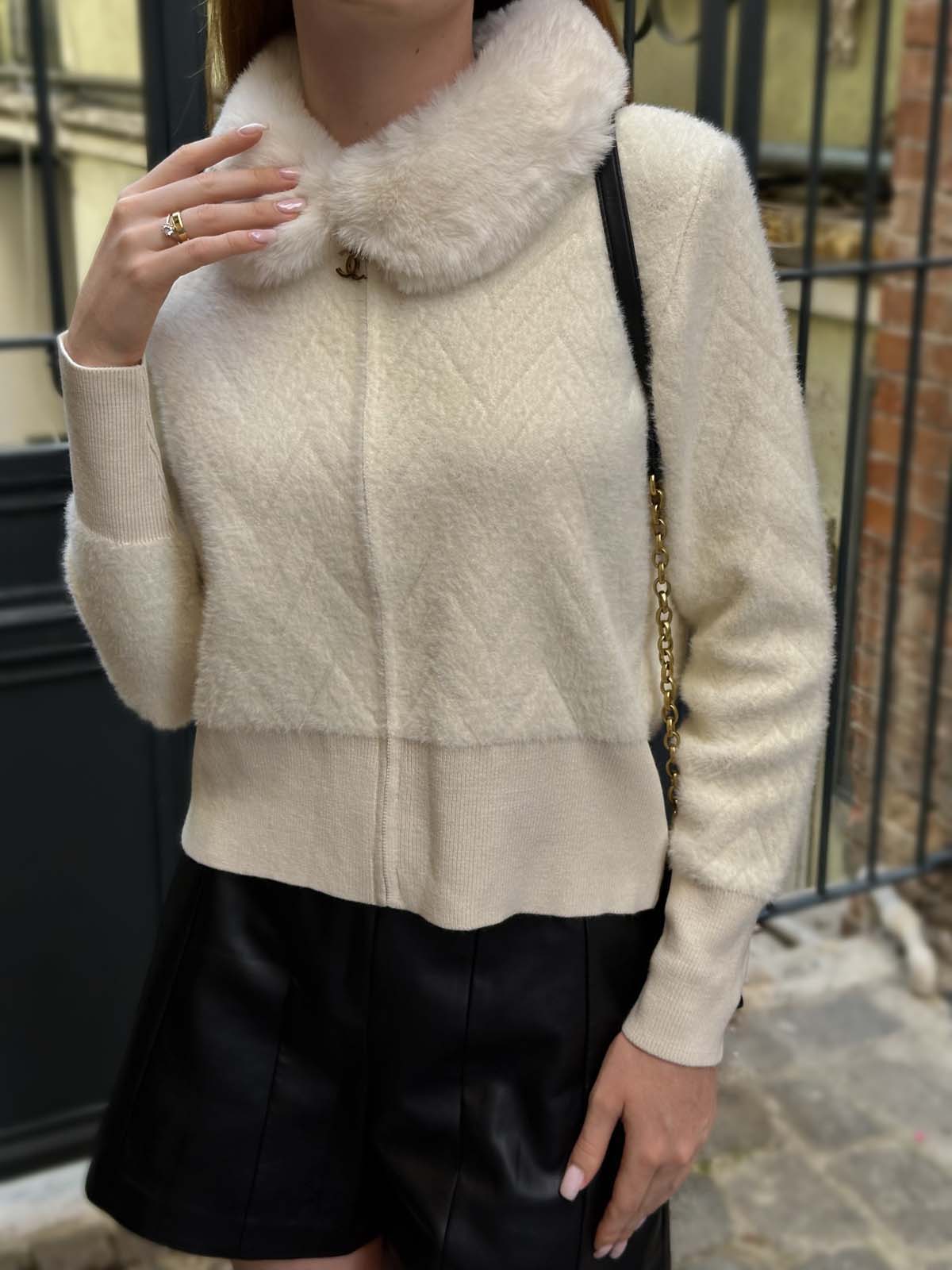 Angora Yakası Kürklü Hırka