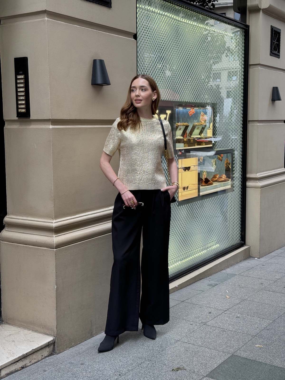 Polyelit Varak Baskılı Kısa Kollu Kazak