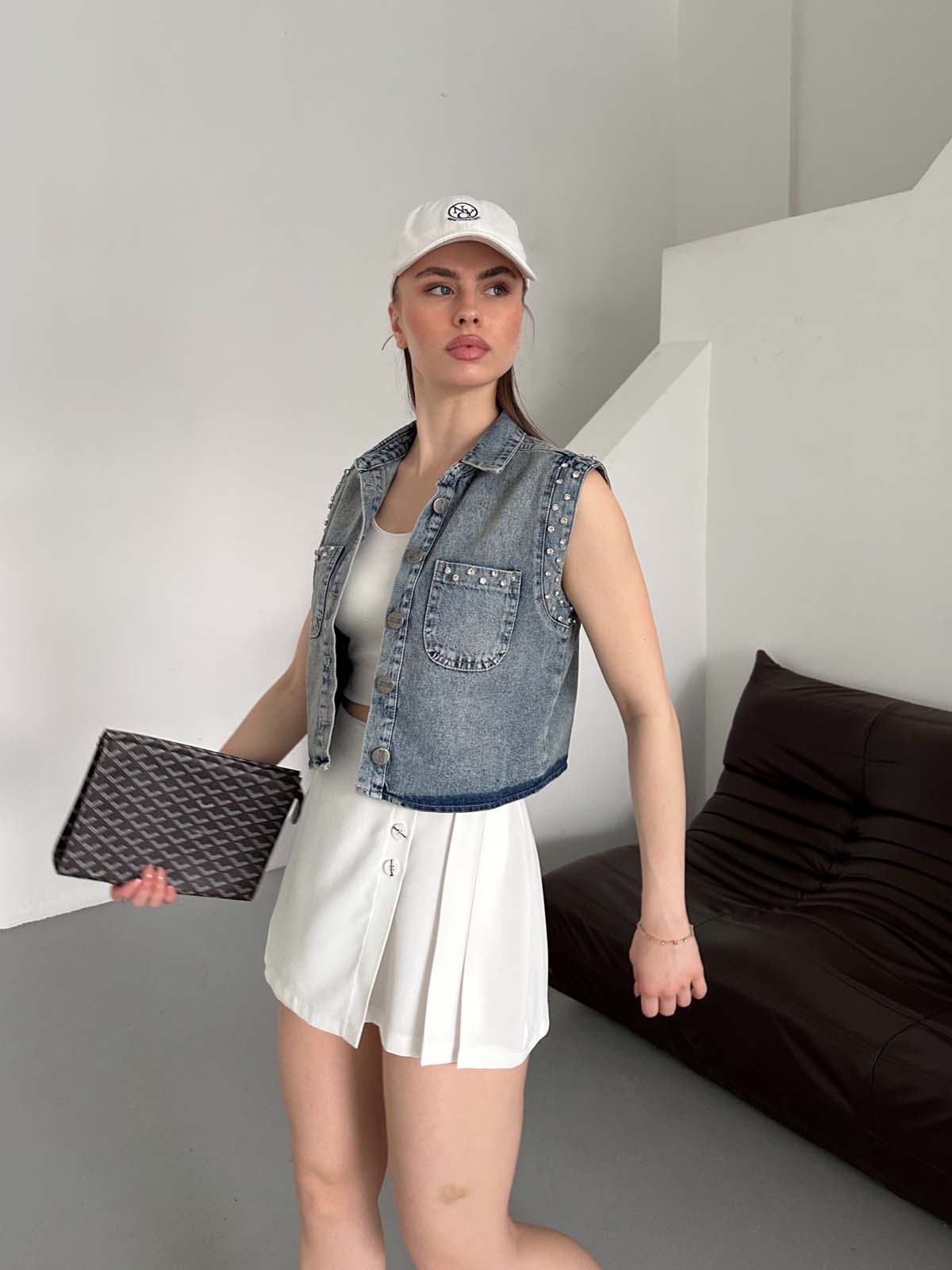 Kolevi  Cepi Taşlı Kolsuz  Yelek