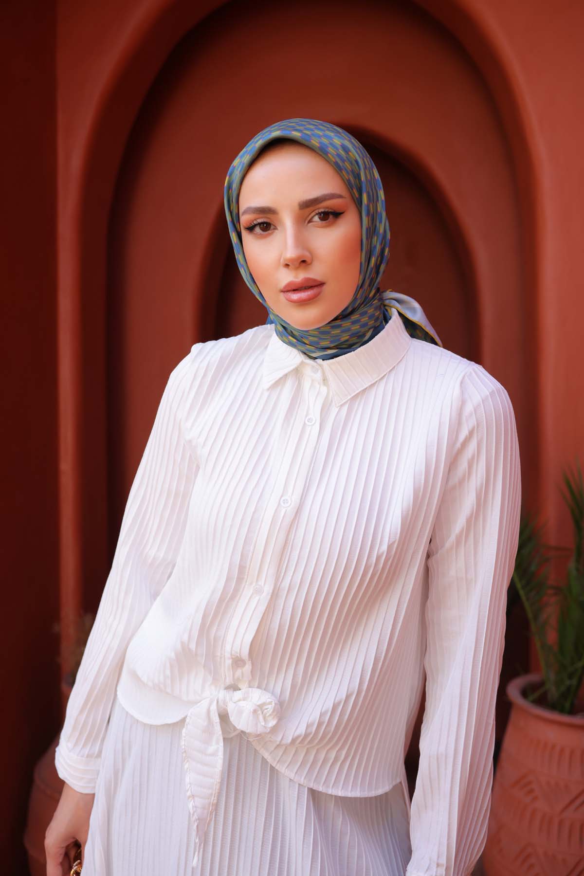 Desenli Düğmeli İki Takım