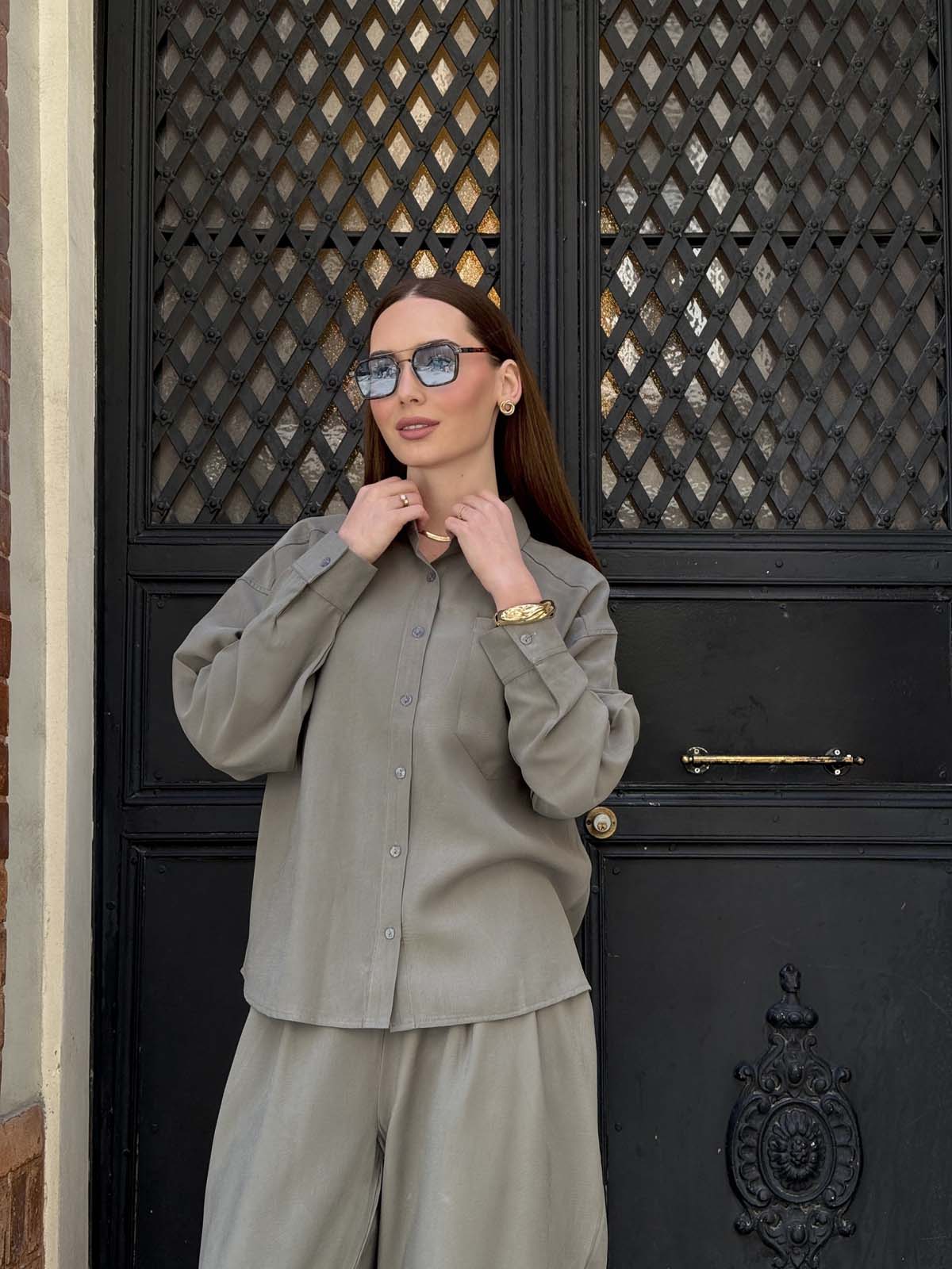 Cepli Düğmeli  Uzun Kolu   Gömlek