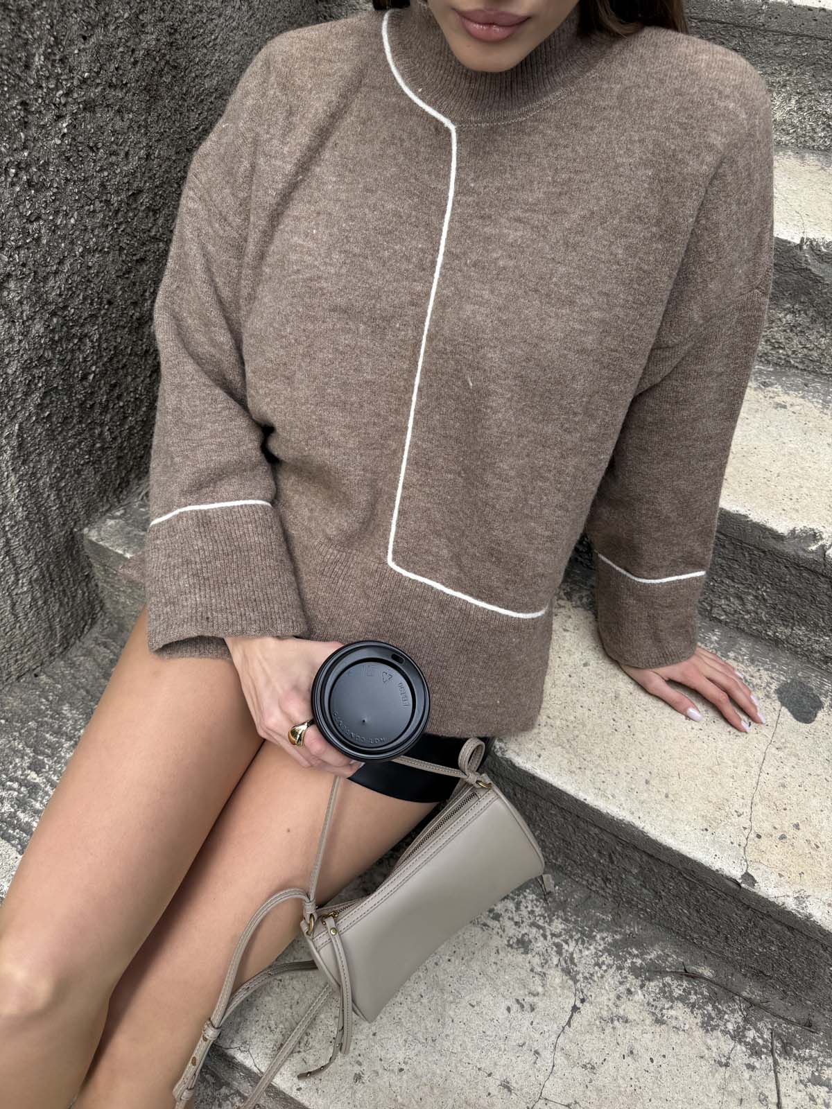 Şardonlu Kordineli Balıkcı Yaka Kazak