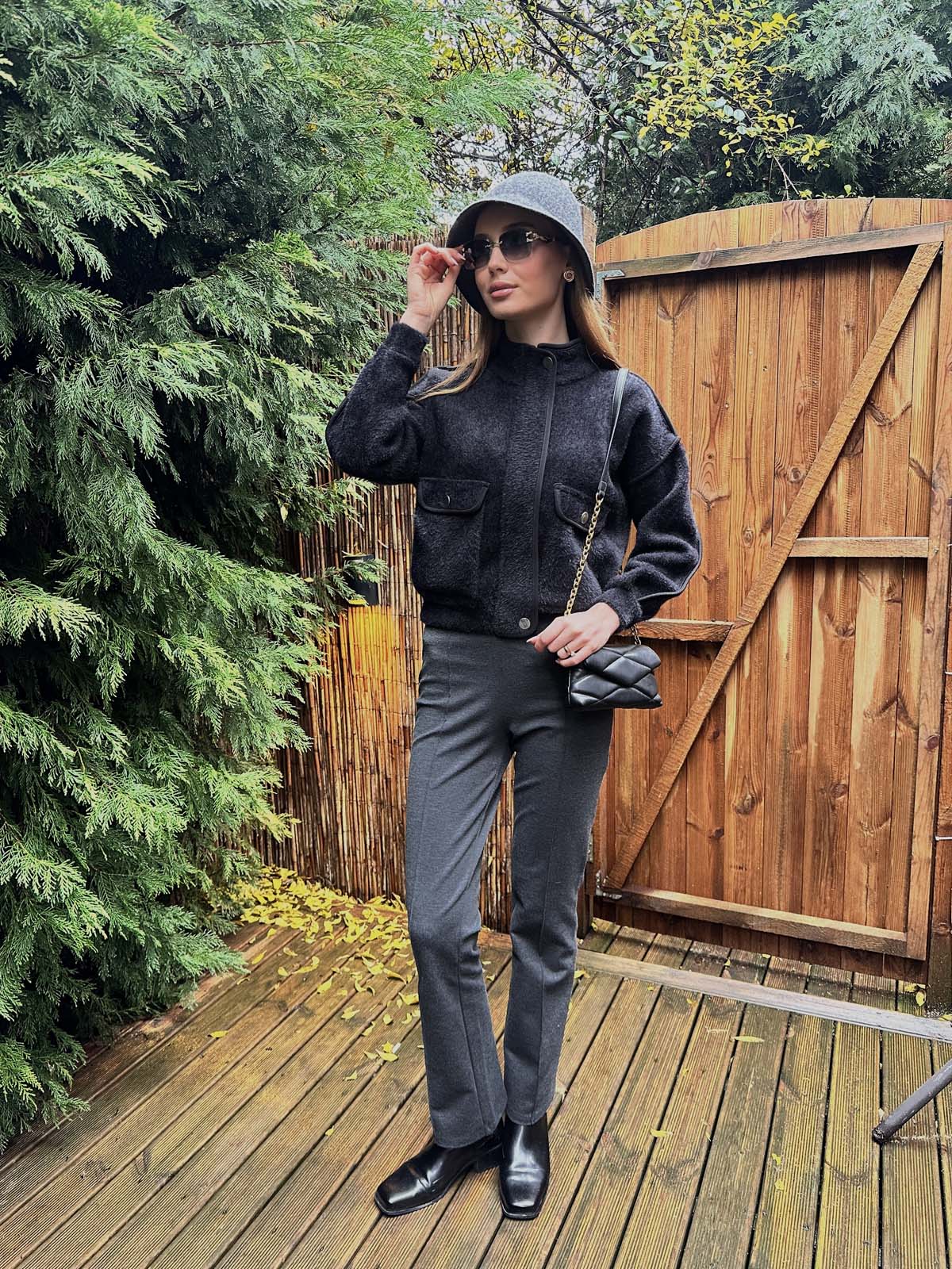 Angora Şeritli Dik Yaka Hırka