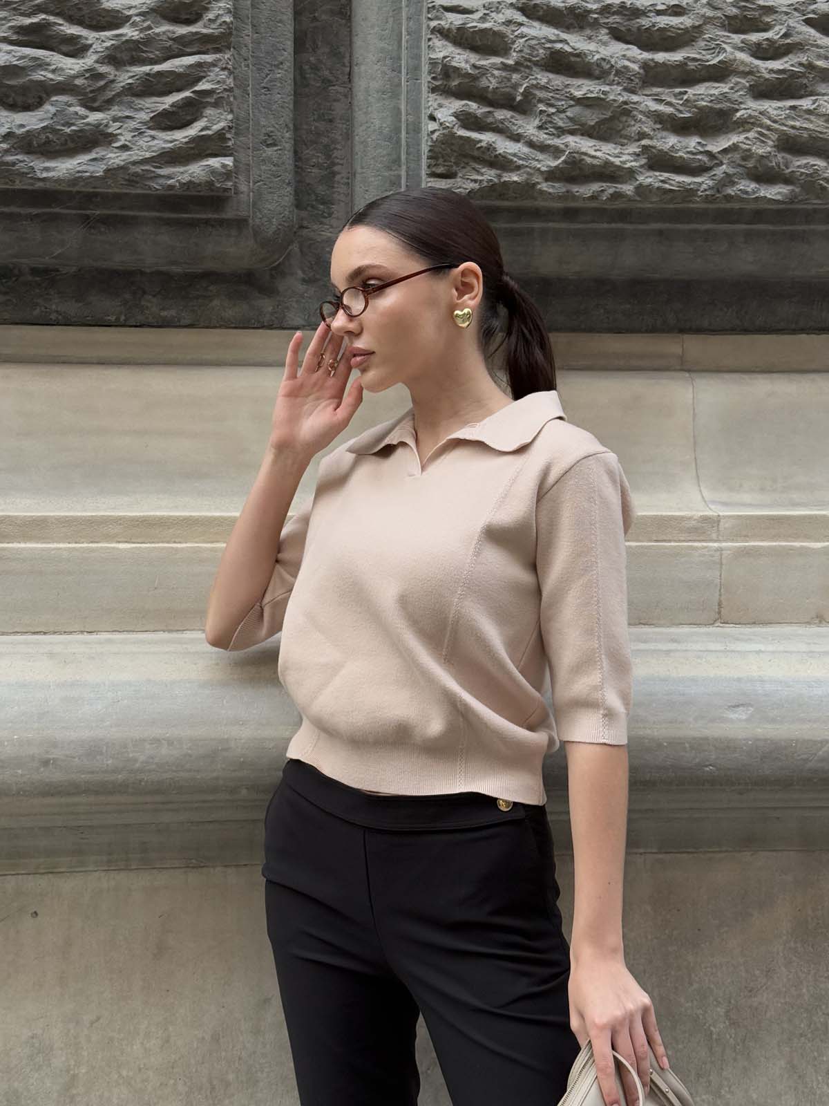 Kısa Kollu Gömlek Yaka Kazak