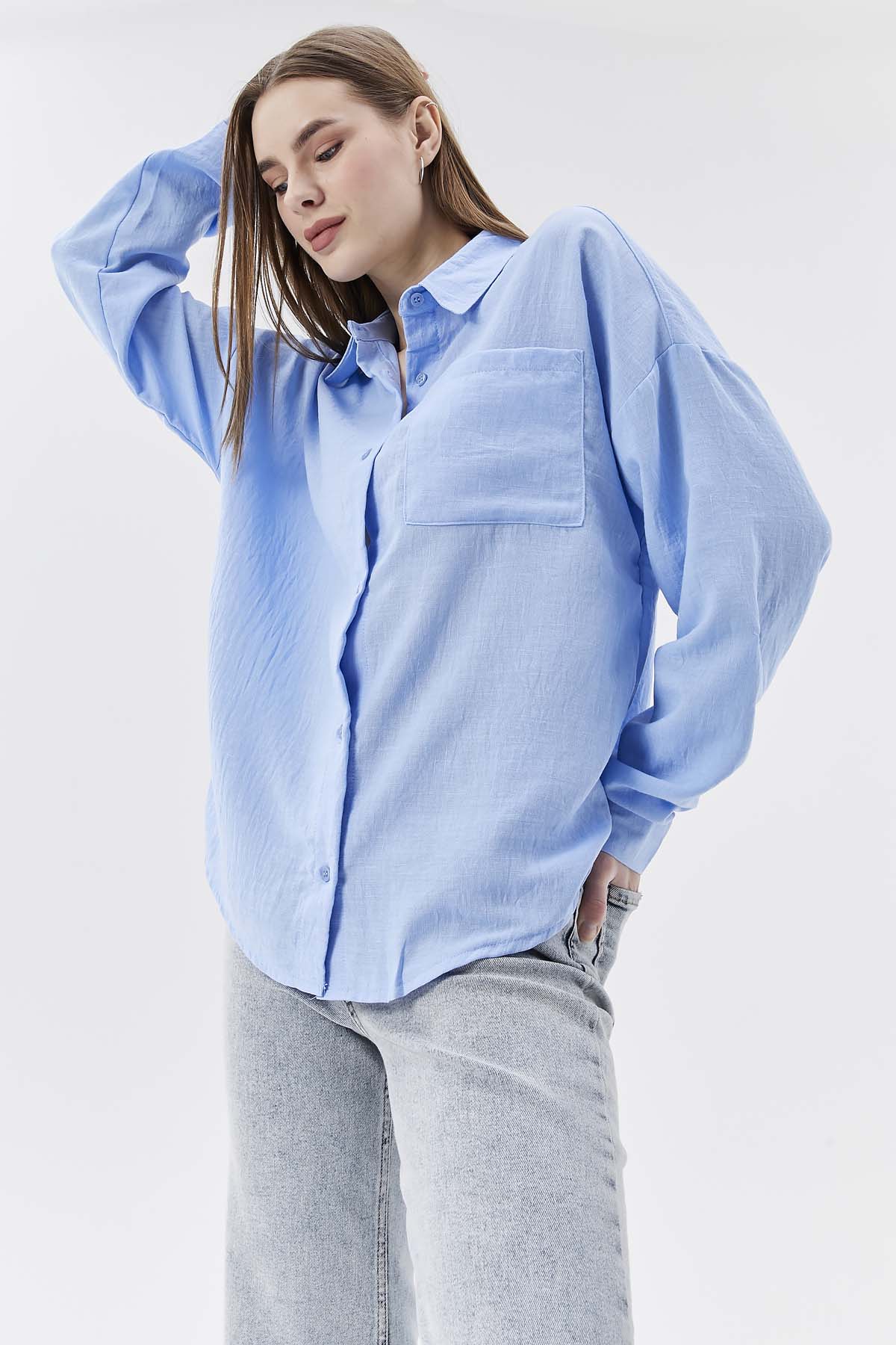 Tek Cepli Keten Gömlek