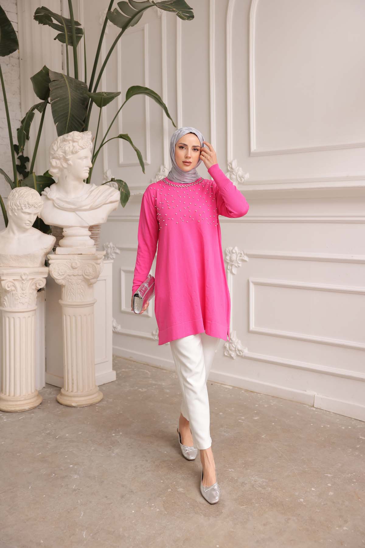 Merserize İncili Taşlı Tunik