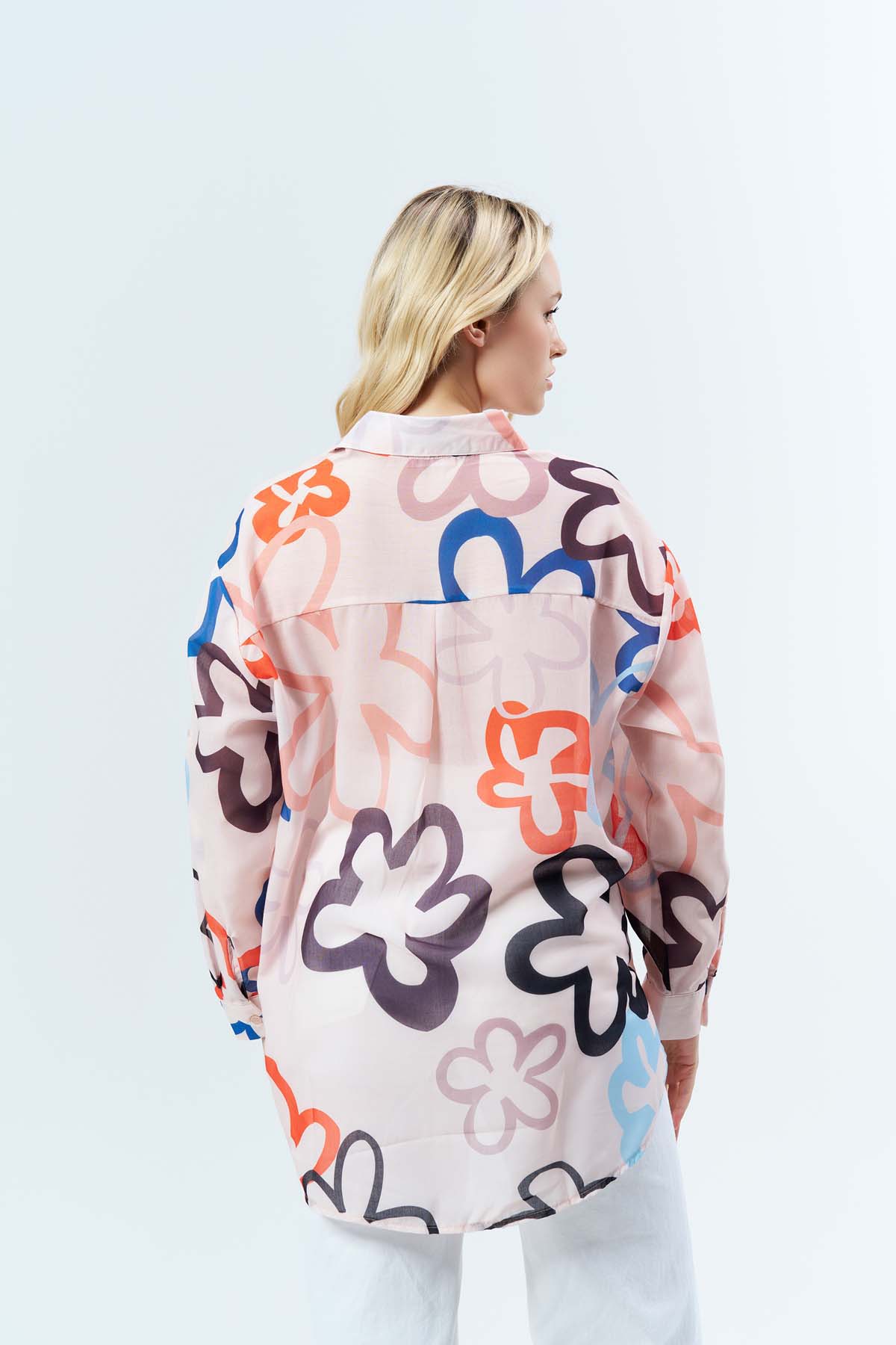 Çiçek Desenli Uzun Kollu Gömlek